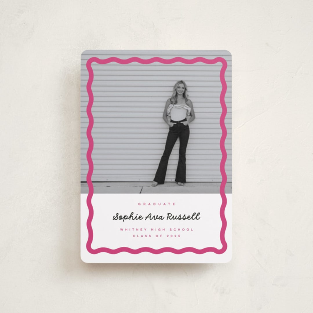"wavy border" - Graduation Announcements in Bubblegum by Emily Sabol Goss - Front