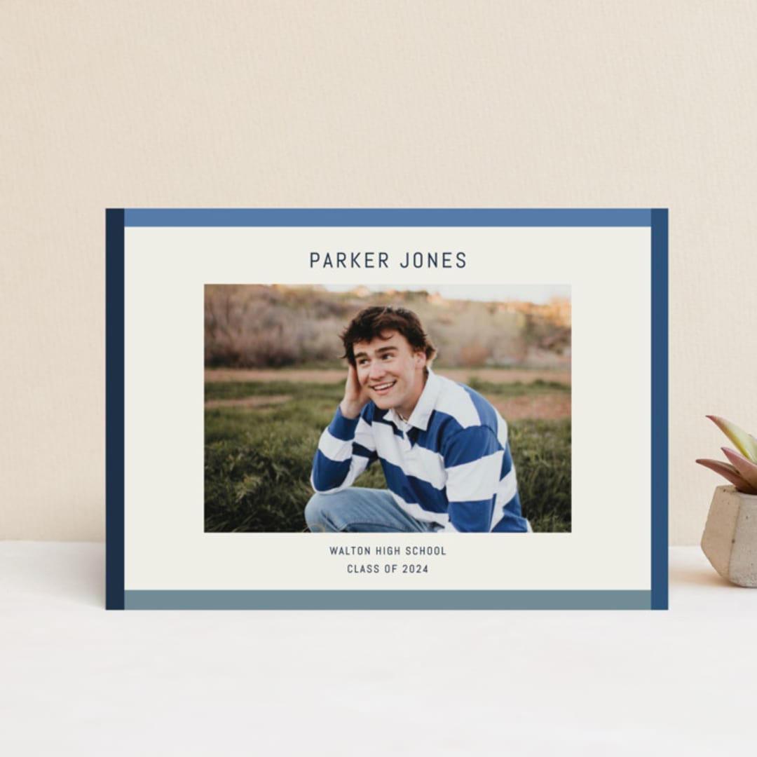 "Wide Frame" - Graduation Announcements in Ocean by Kelly Watkins - Front