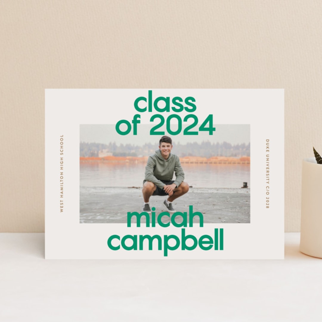 "School Color Duo" - Graduation Announcements in Grass by Jackie Crawford - Front