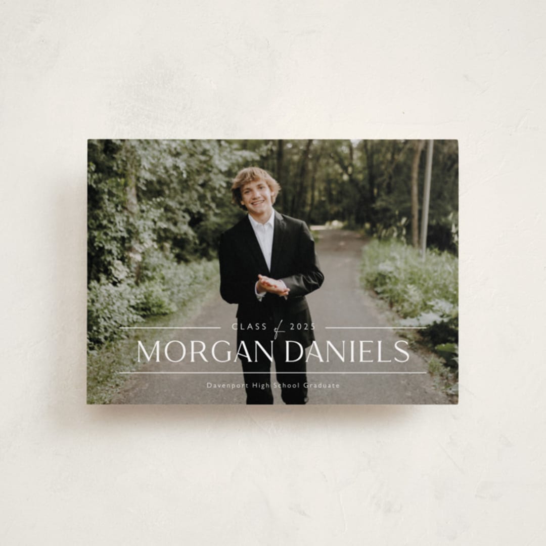 "Grad in Overlay" - Graduation Announcements in Eggshell by Carolyn MacLaren - Front