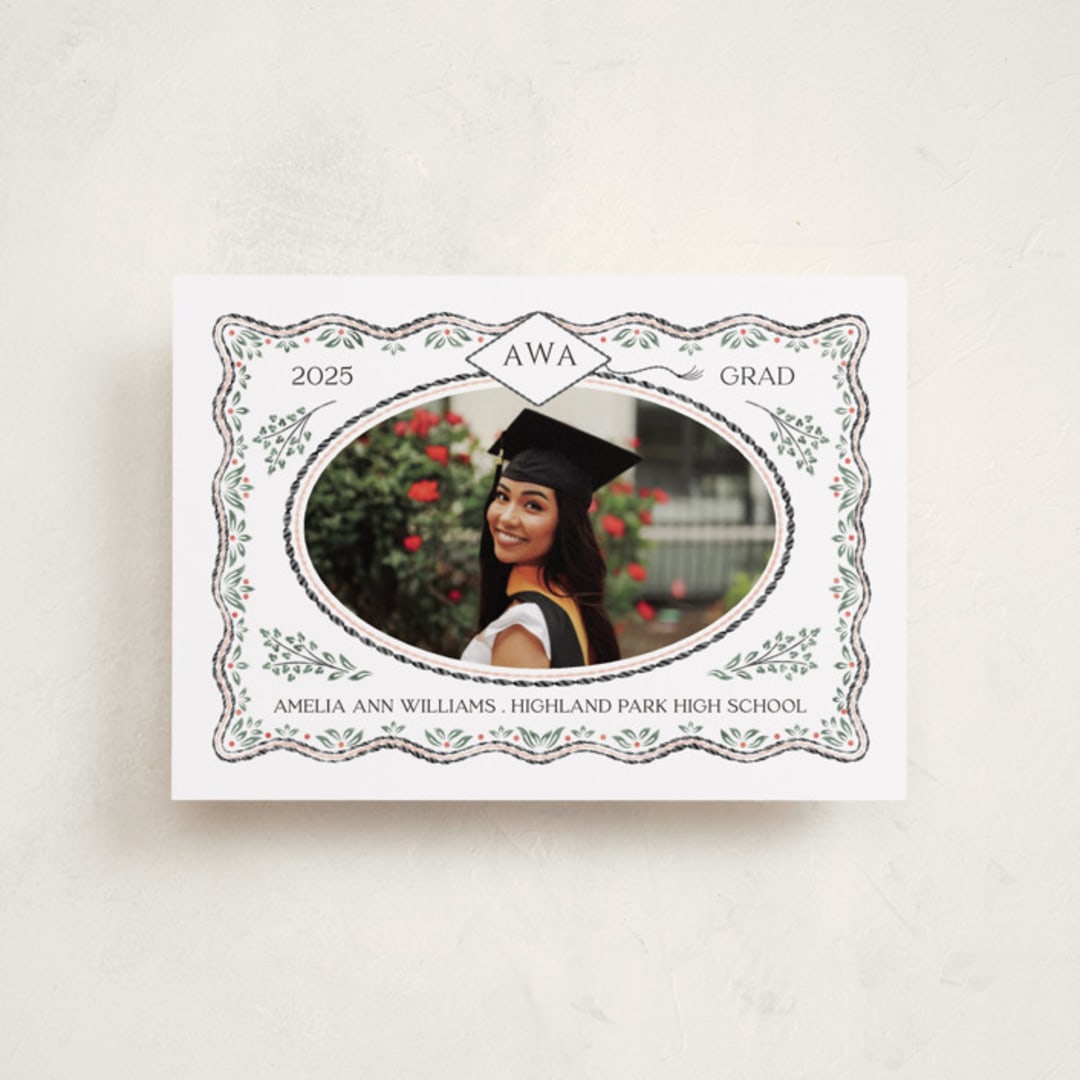 "Ivy Grad" - Graduation Announcements in Linen by Paper Sun Studio - Front