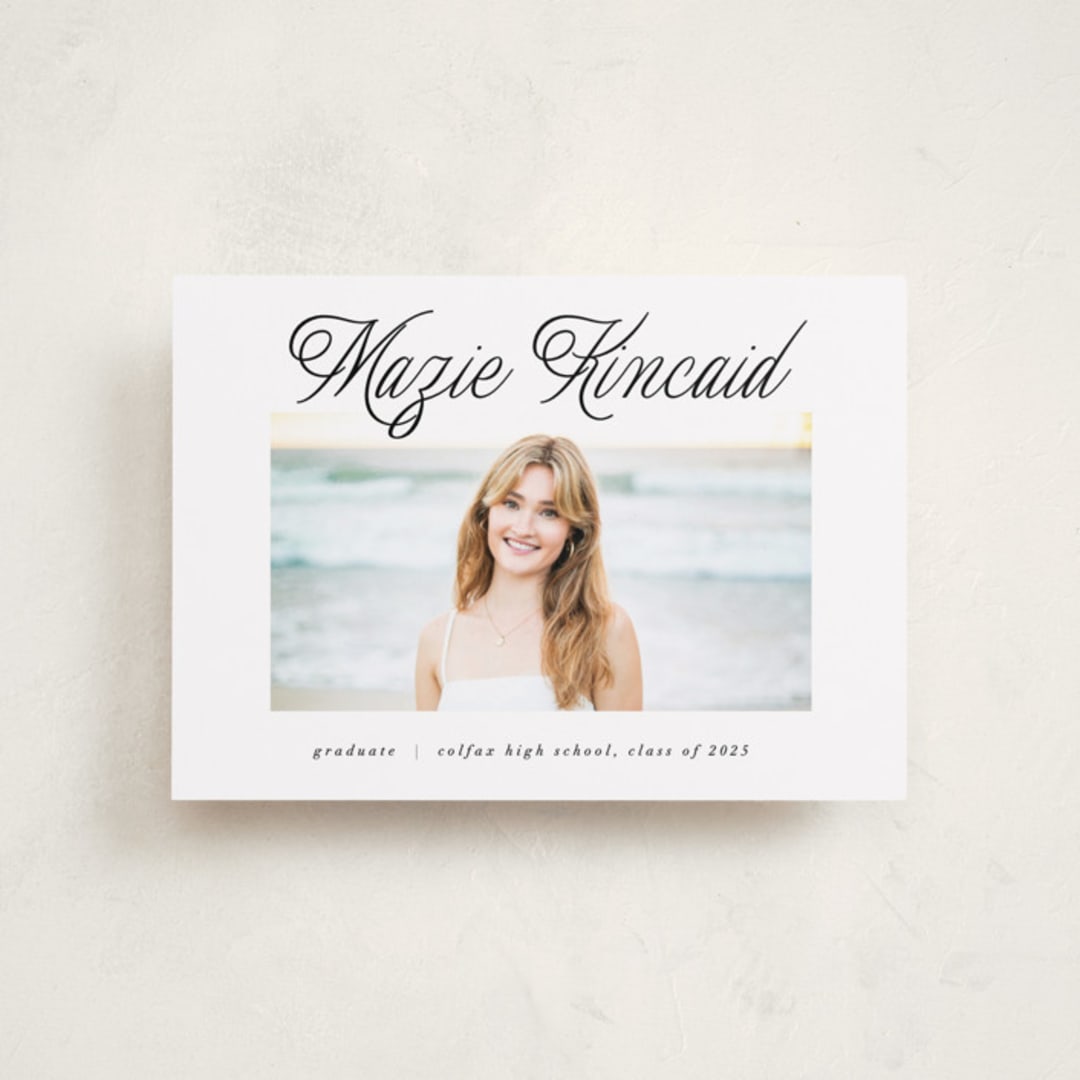 "Minimal Flourish" - Graduation Announcements in Noir by AK Graphics - Front