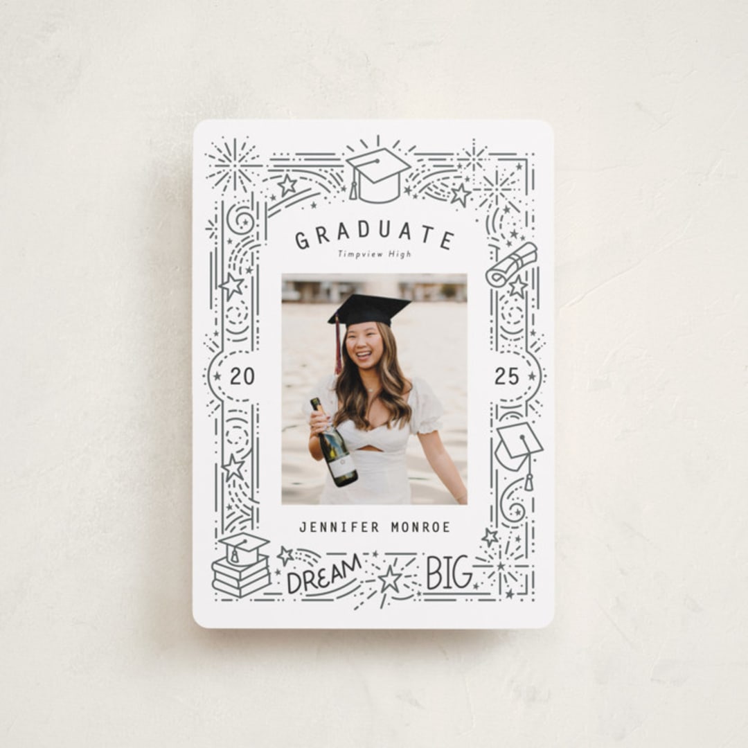 "Dream Big Grad" - Graduation Announcements in Snow by Stephanie Hawkes - Front