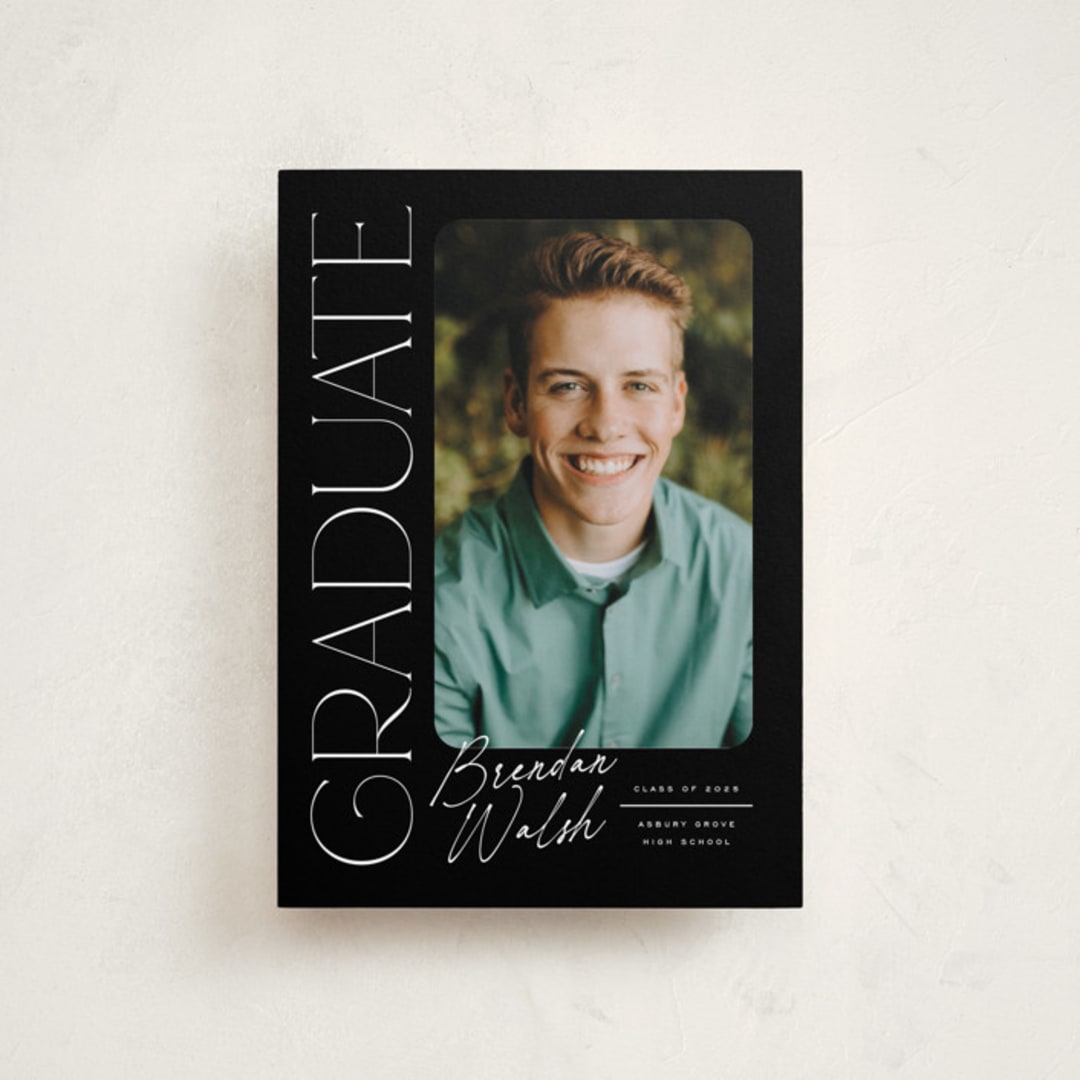 "Distinguished" - Graduation Announcements in Eclipse by Everett Paper Goods - Front