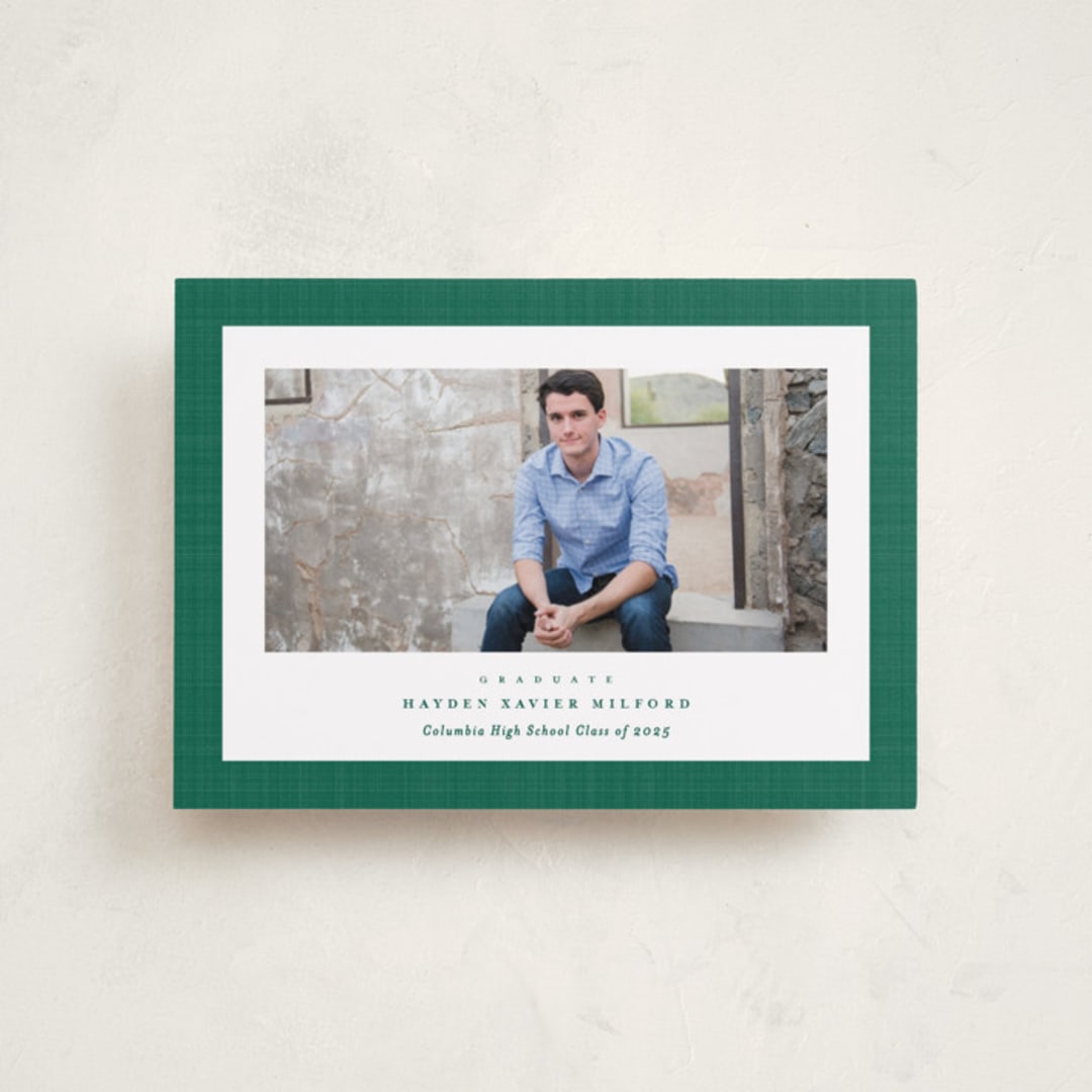 "Linen frame" - Graduation Announcements in Shamrock by Lea Delaveris - Front