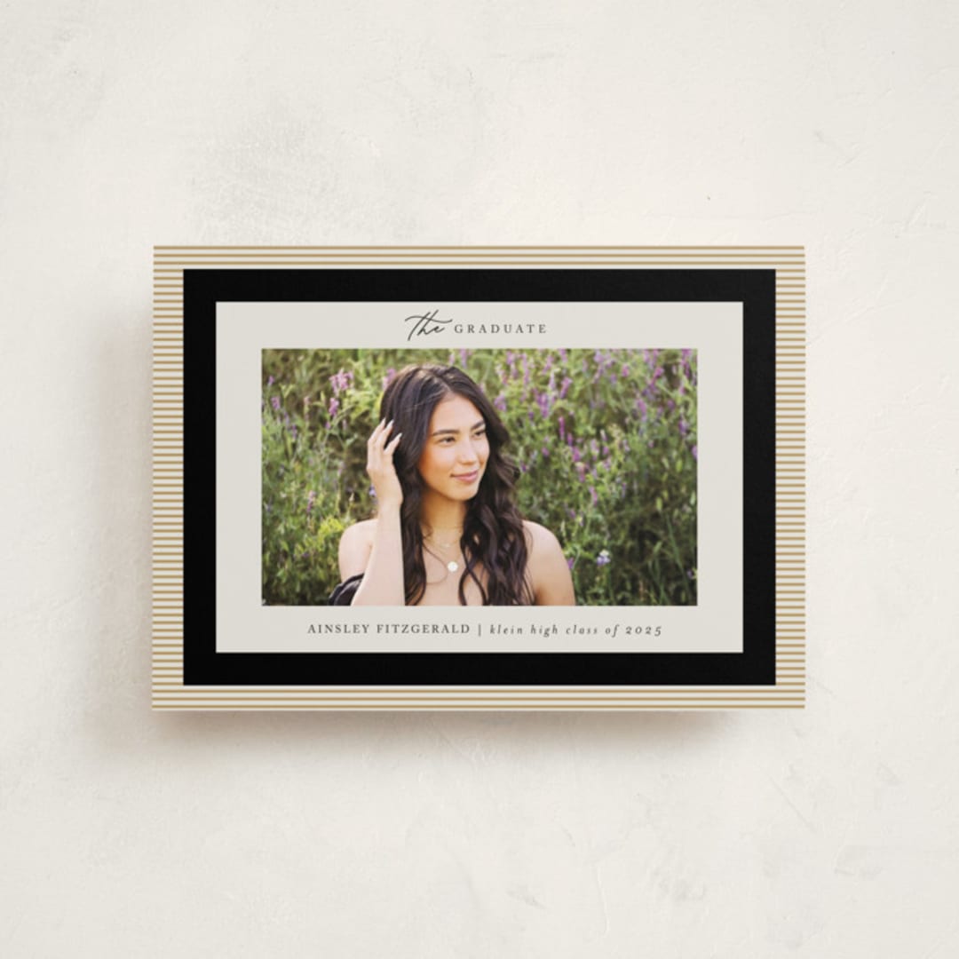 "Modern striped frame" - Graduation Announcements in Noir by Jackie Crawford - Front