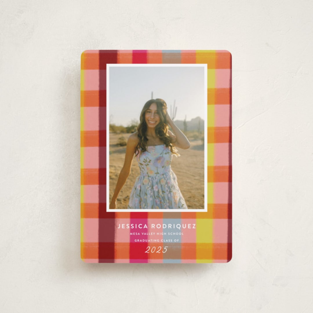 "Rainbow plaid" - Graduation Announcements in Ruby by Kat Roberts - Front