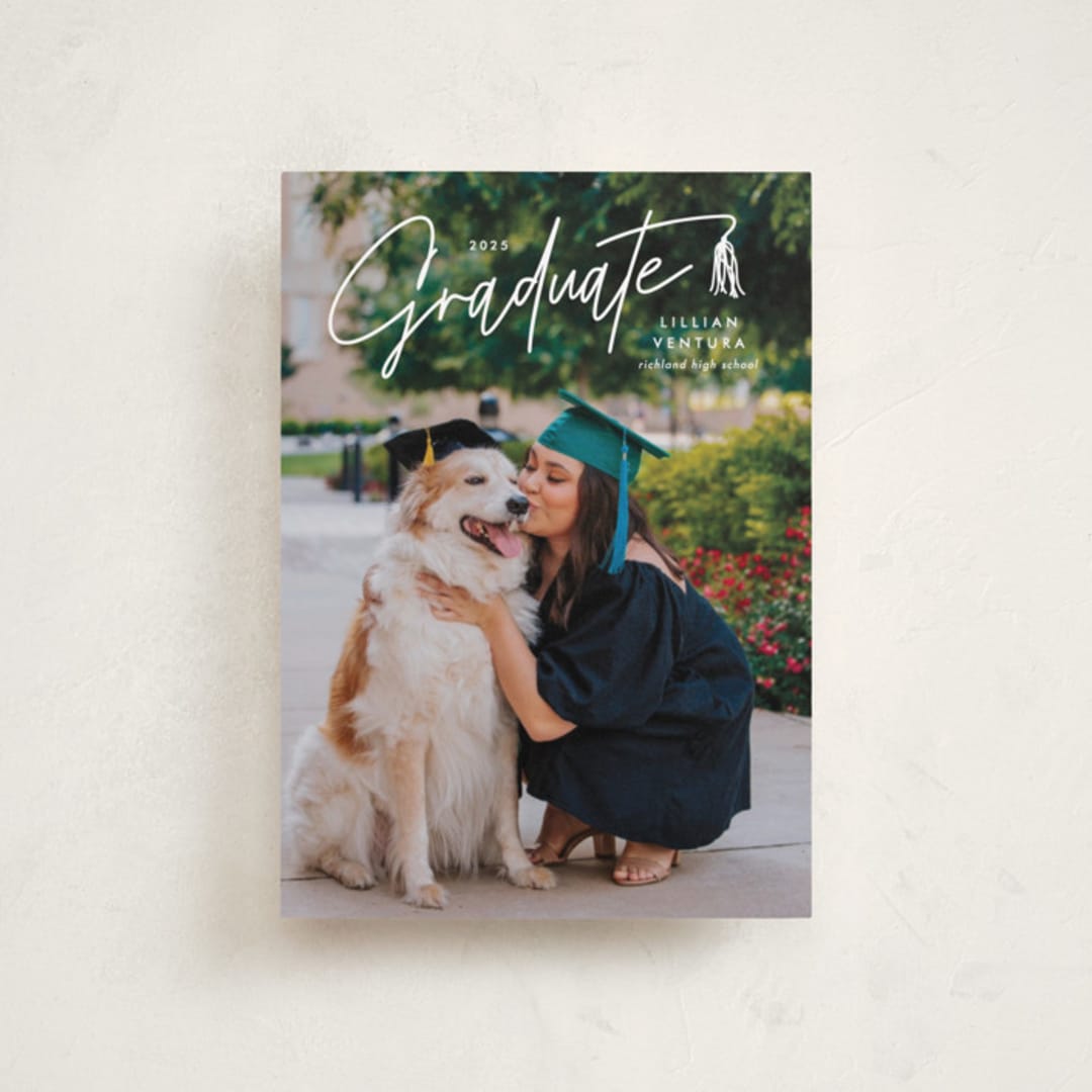 "Tassled T" - Graduation Announcements in Snow by Lauren Chism - Front