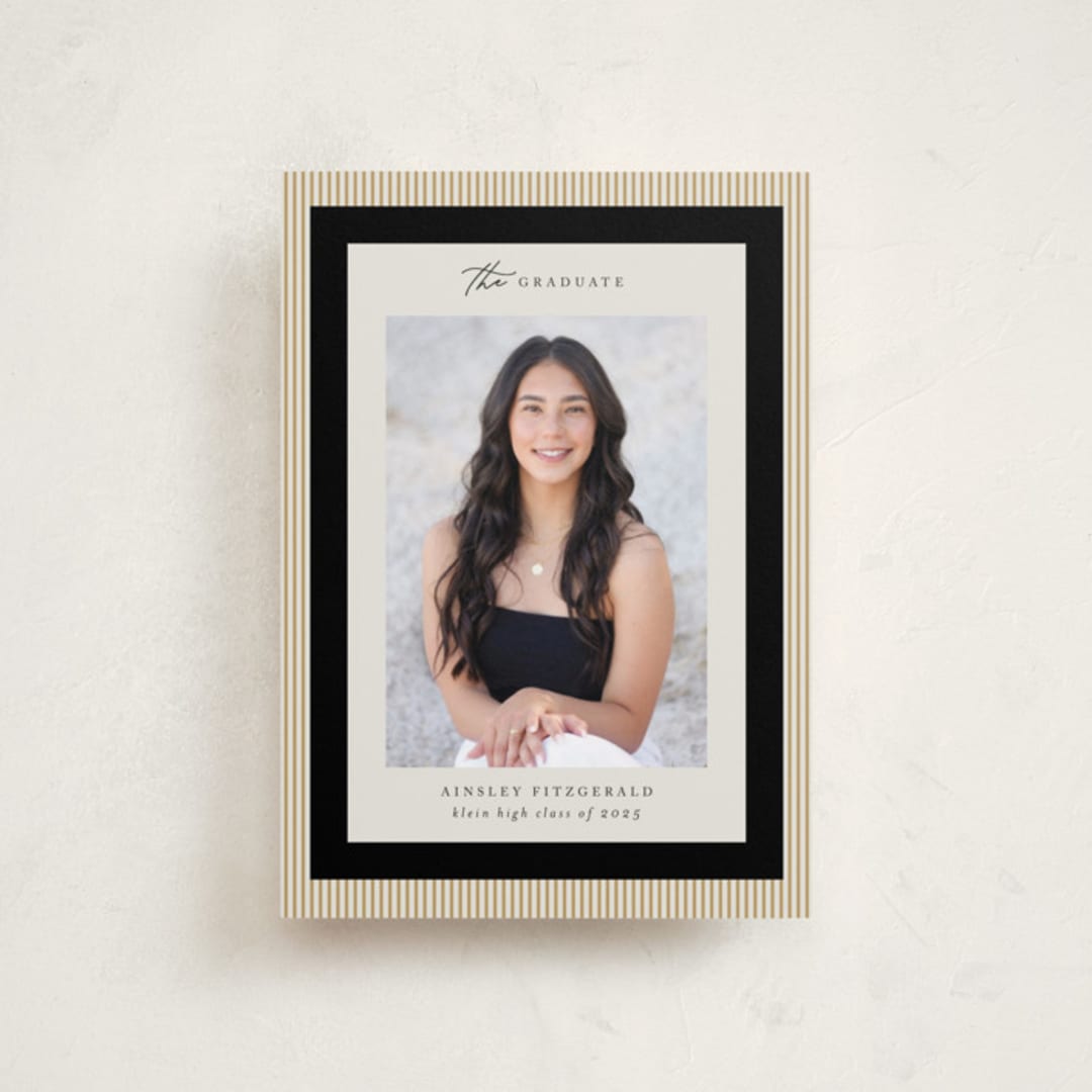 "Modern striped frame" - Graduation Announcements in Noir by Jackie Crawford - Front