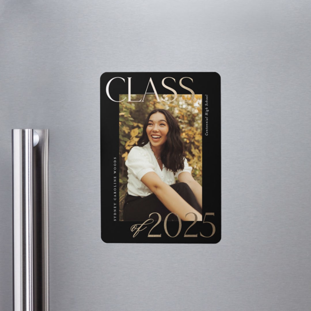 "Scholarly Surround" - Graduation Announcements in Licorice by Jessica Williams - Magnet Front