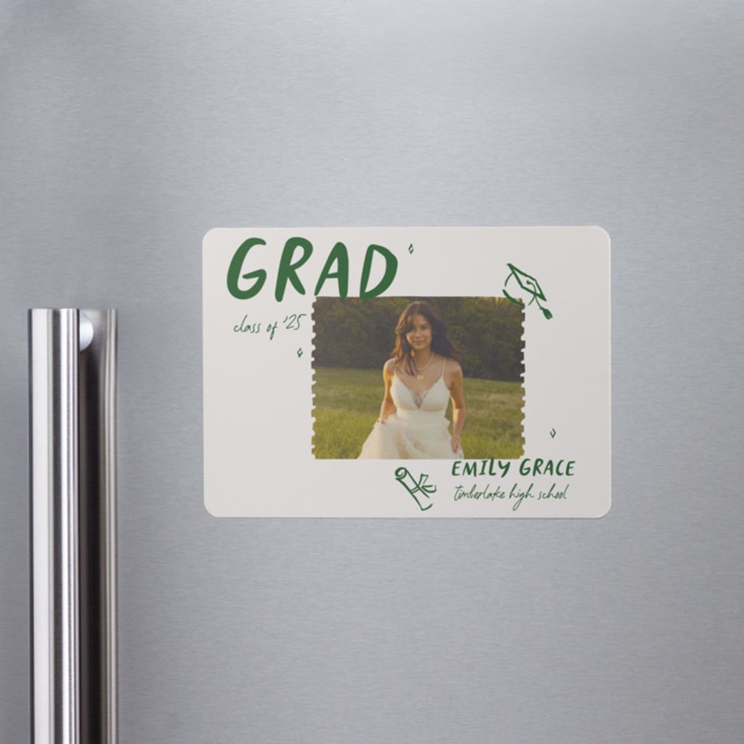 "Playful" - Graduation Announcements in Avocado by Vera Lim - Magnet Front