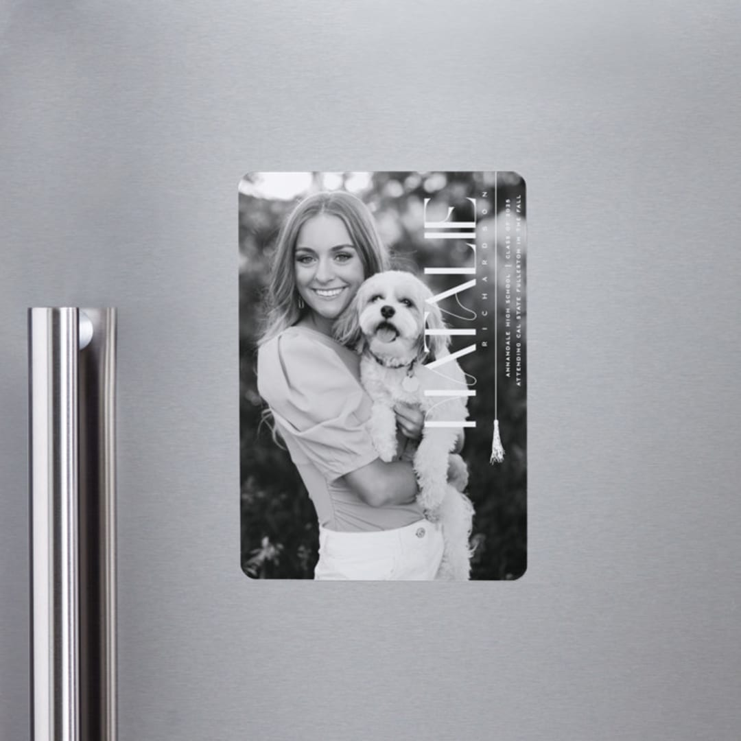 "Colonnade" - Graduation Announcements in Swan by Owl and Toad - Magnet Front