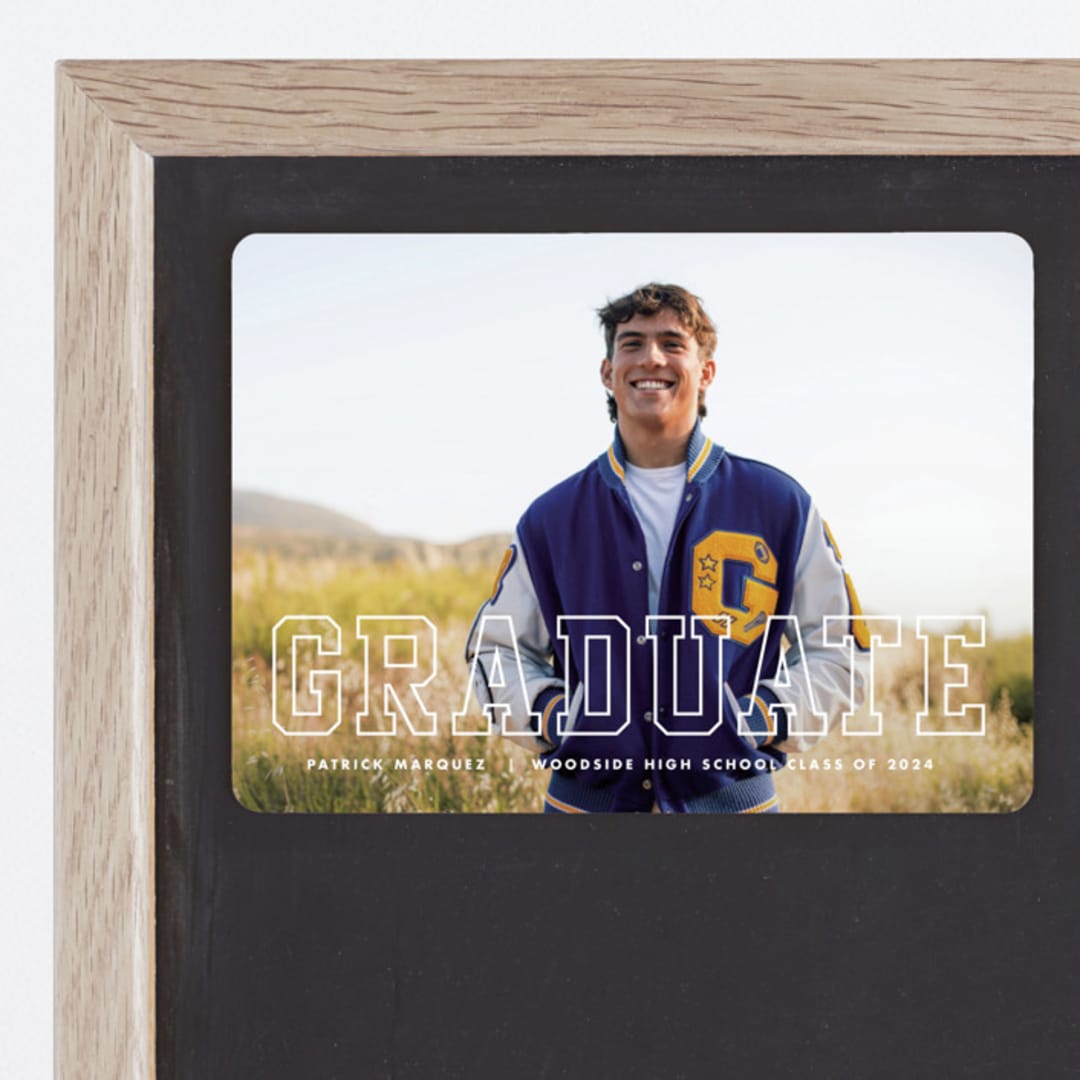 "Strength" - Graduation Announcements in Snow by Sarah Curry - Magnet Front