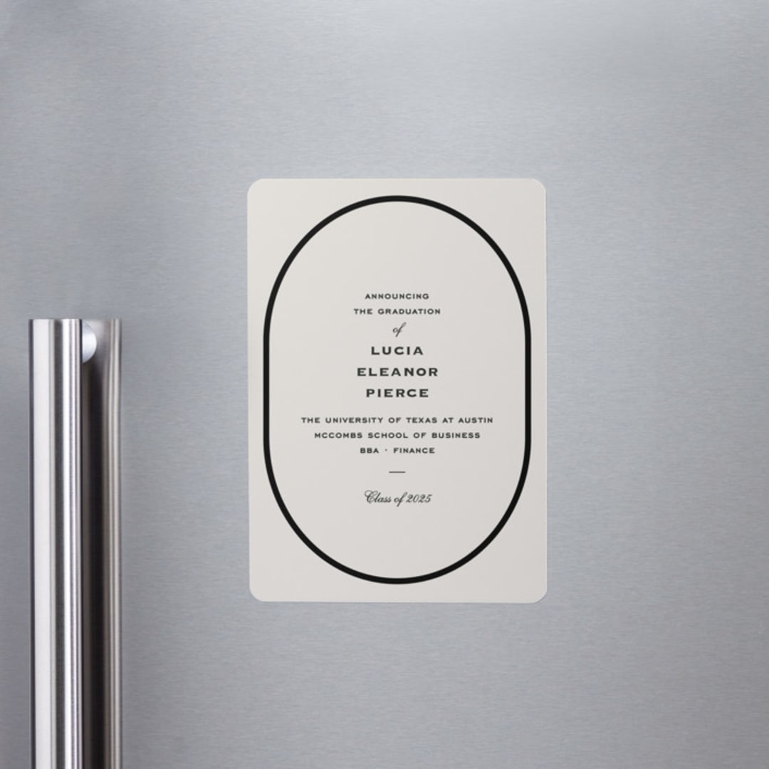 "Commence" - Graduation Announcements in Tuxedo by Megan Davis - Magnet Front