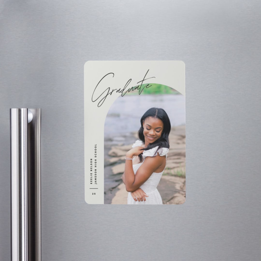 "Arc Over" - Graduation Announcements in Vanilla by Pixel and Hank - Magnet Front