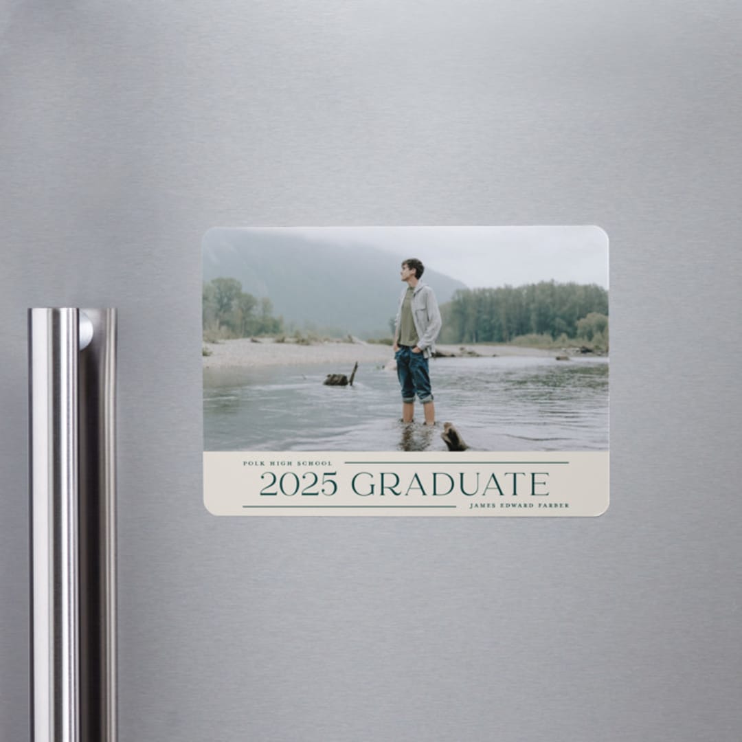 "Merry Trim" - Graduation Announcements in Ivory by Erica Krystek - Magnet Front