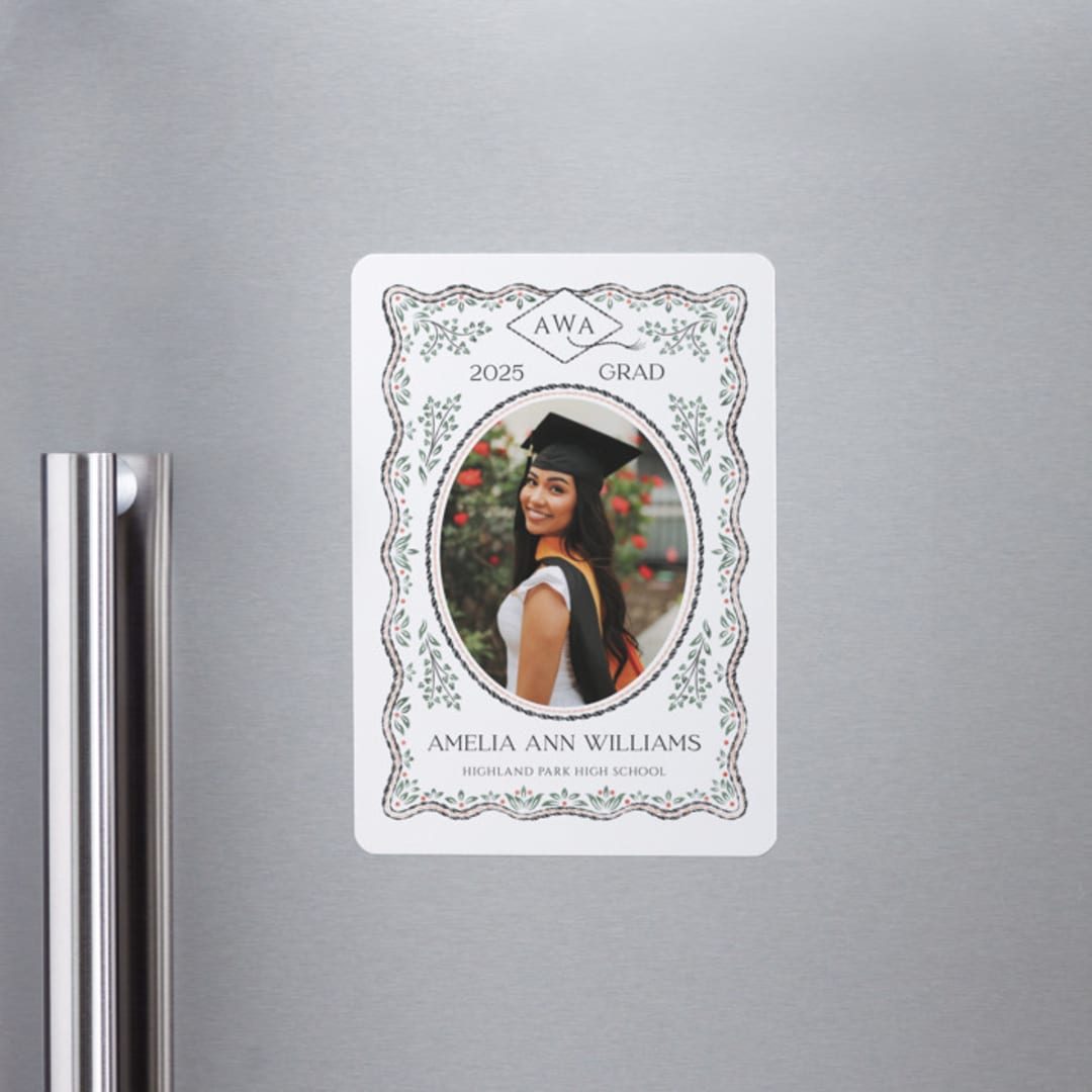 "Ivy Grad" - Graduation Announcements in Linen by Paper Sun Studio - Magnet Front