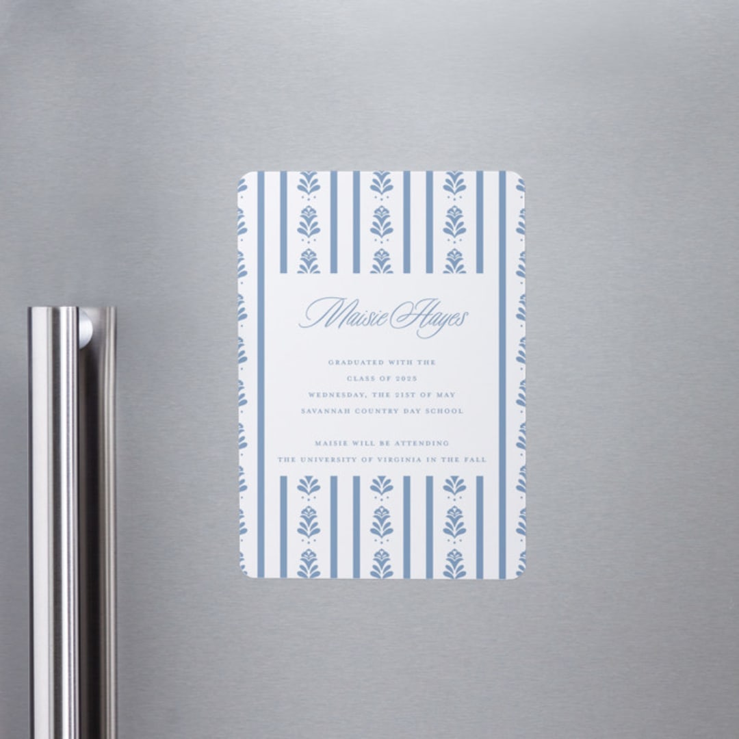 "Sweet Garden" - Graduation Announcements in Provincial Blue by Erin German - Magnet Front