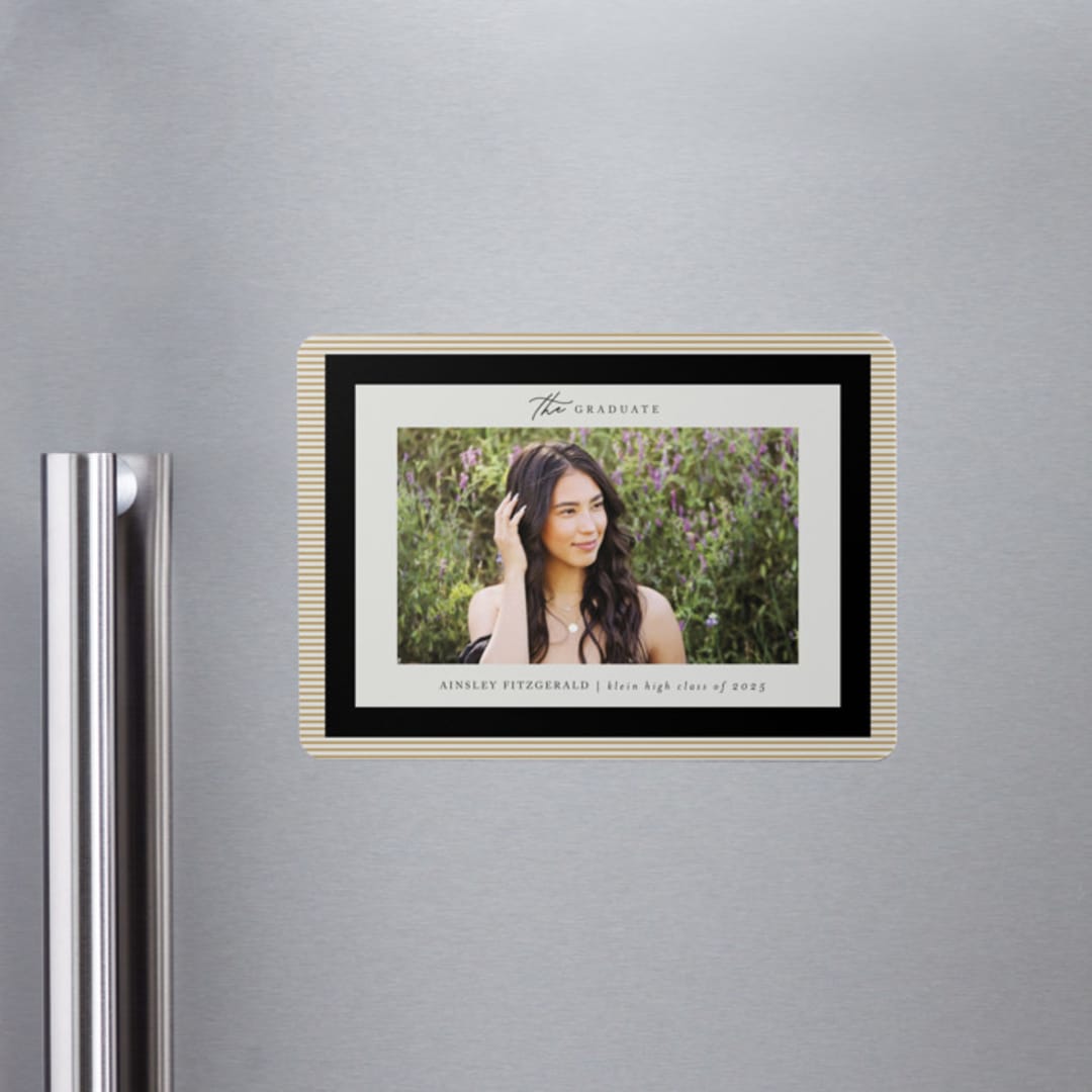 "Modern striped frame" - Graduation Announcements in Noir by Jackie Crawford - Magnet Front