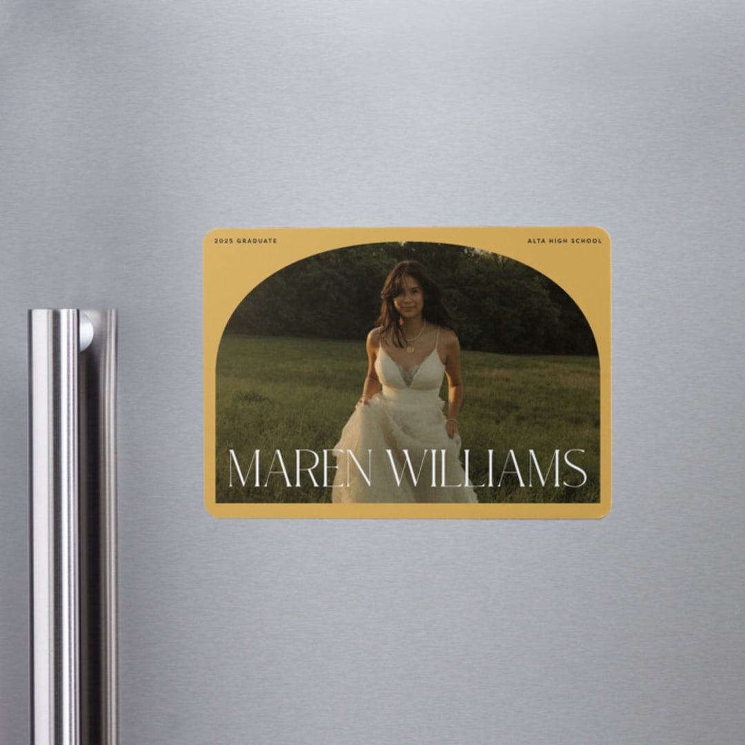 "In Vogue" - Graduation Announcements in Sunshine by Robert and Stella - Magnet Front