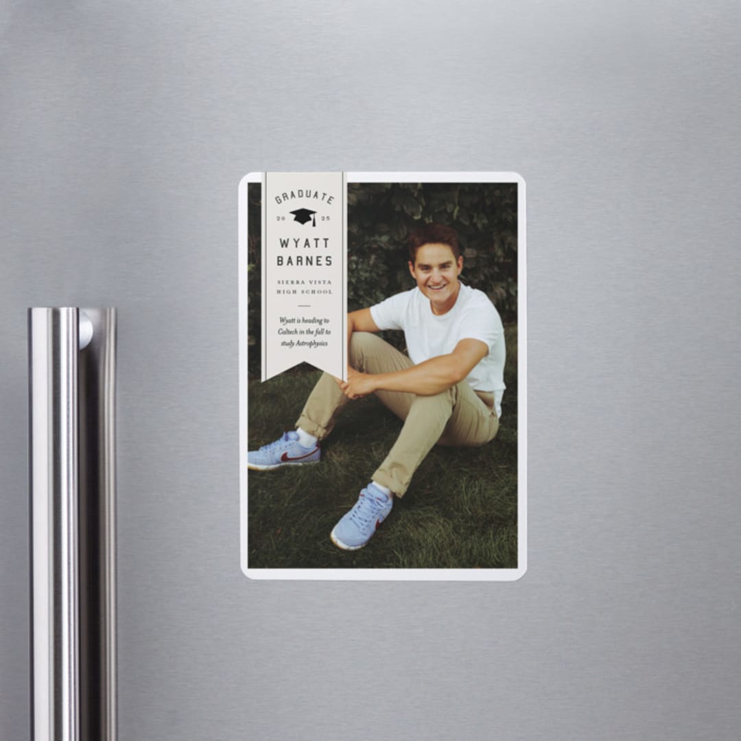 "grad ribbon" - Graduation Announcements in Taupe by Sarah Curry - Magnet Front