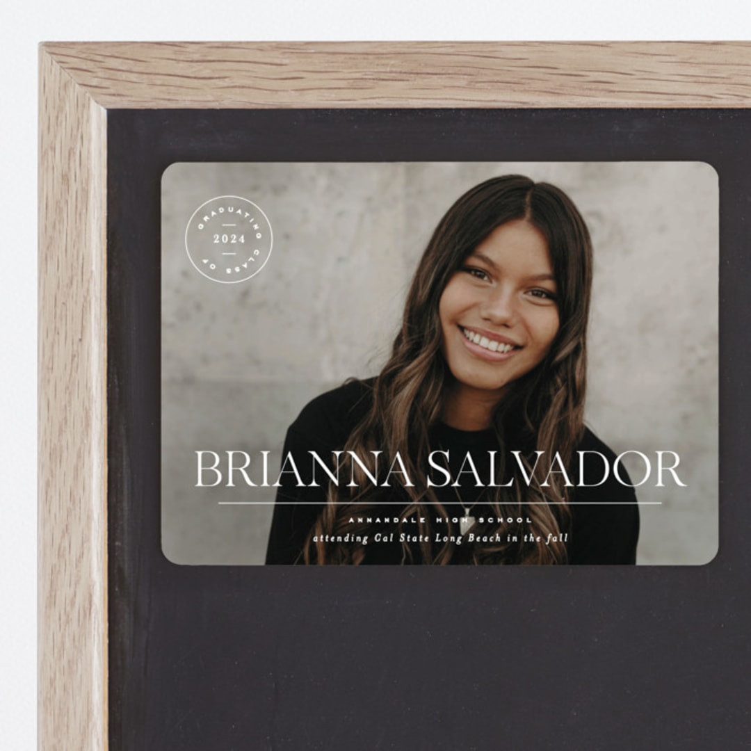 "Modern Crest" - Graduation Announcements in Clouds by Owl and Toad - Magnet Front