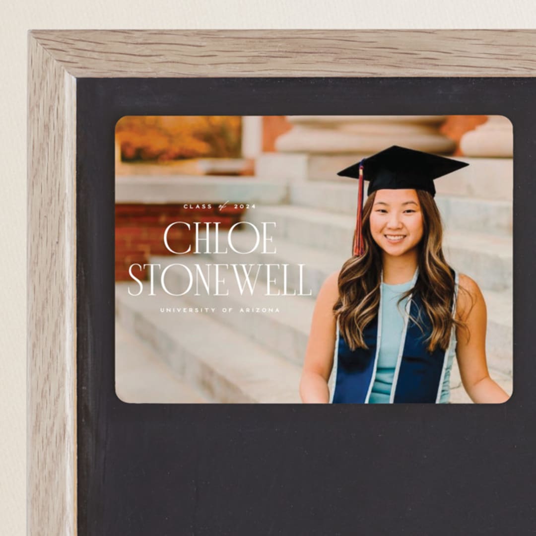 "Modern Serif" - Graduation Announcements in Snow by Ellen Schlegelmilch - Magnet Front
