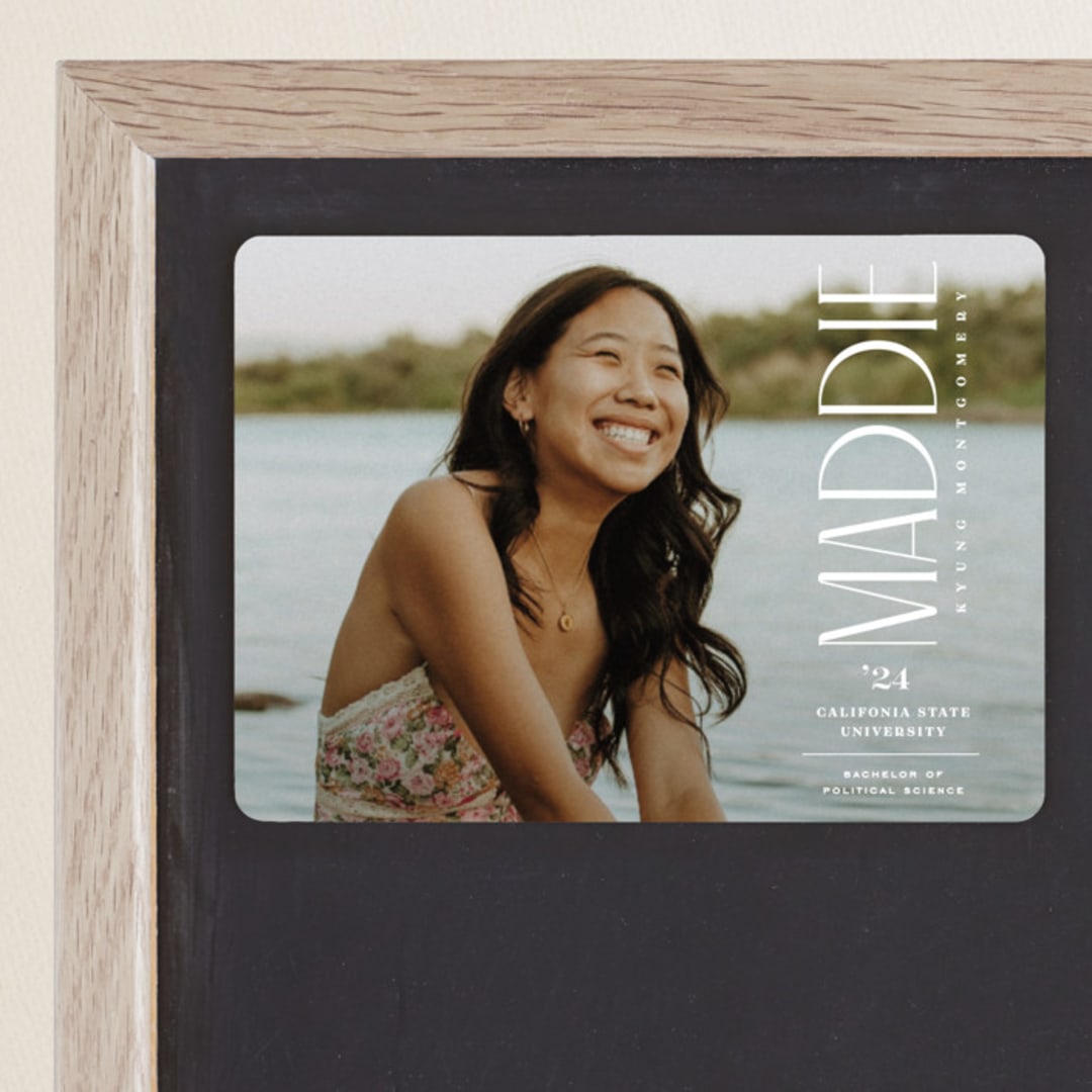 "Pillar" - Graduation Announcements in Snow by Owl and Toad - Magnet Front