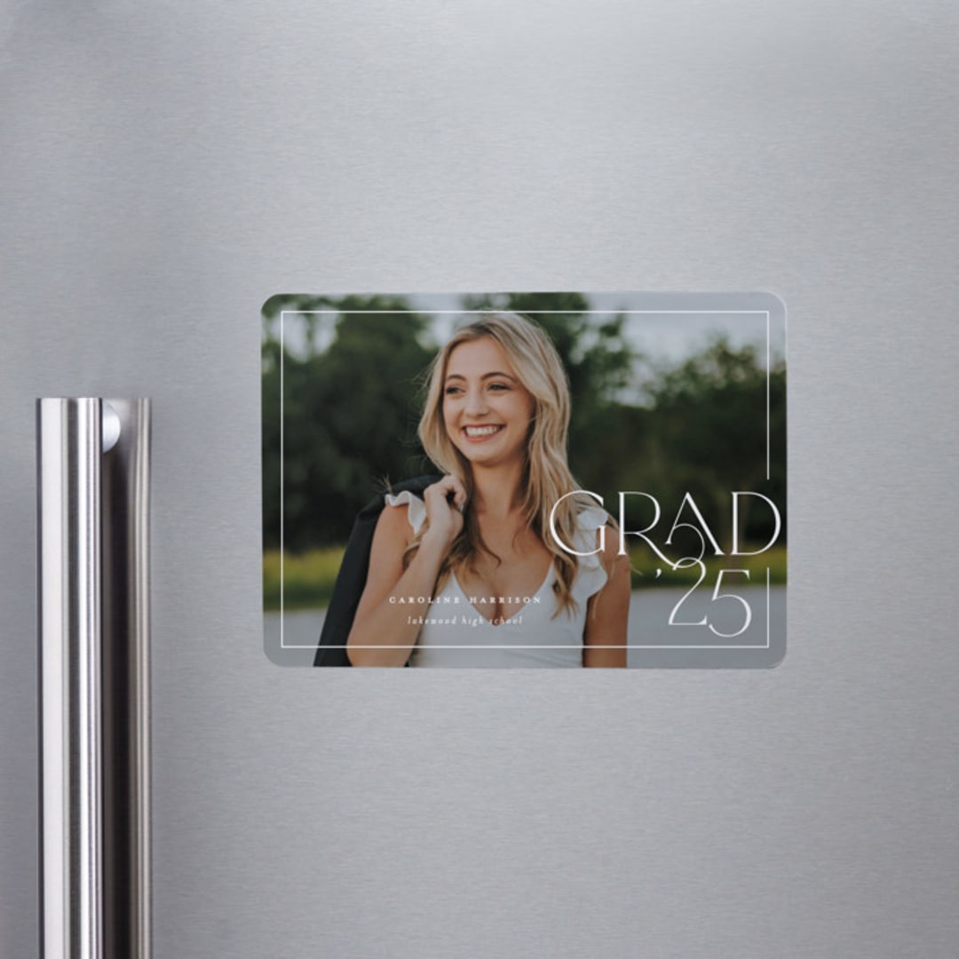 "Broken Border" - Graduation Announcements in Snow by Lauren Chism - Magnet Front