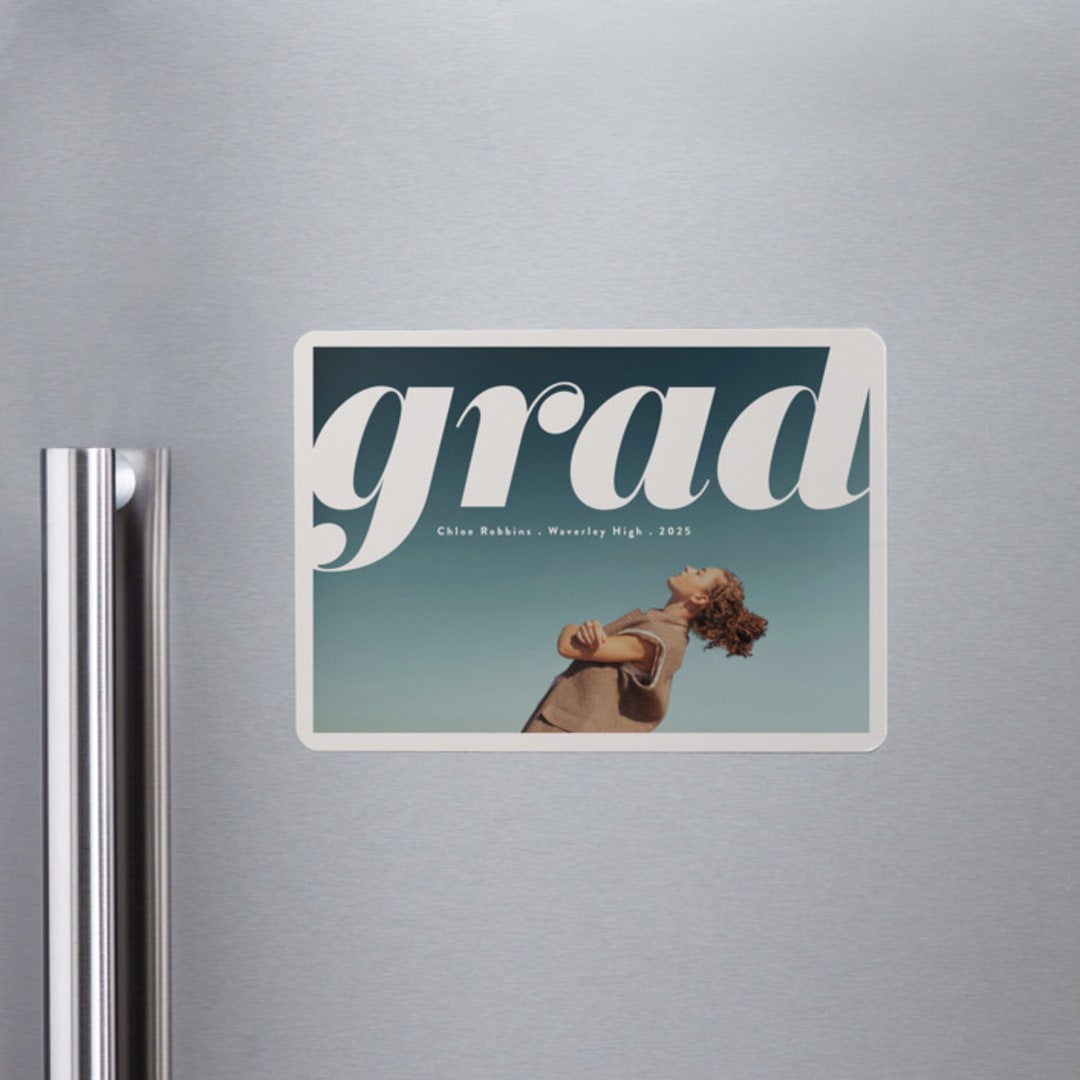 "The Cover" - Graduation Announcements in Mist by Gwen Bedat - Magnet Front