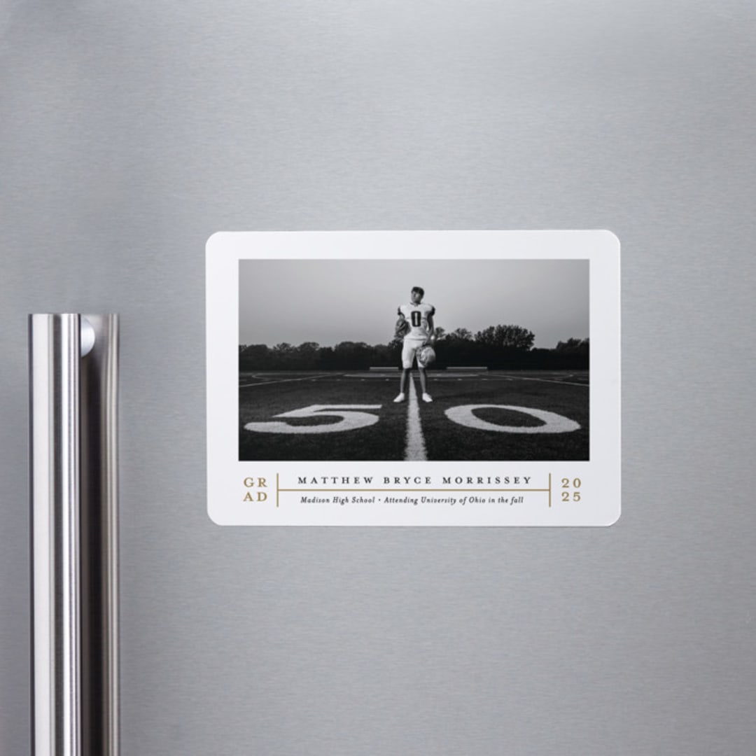 "Modern Grid" - Graduation Announcements in Golden by Erica Krystek - Magnet Front