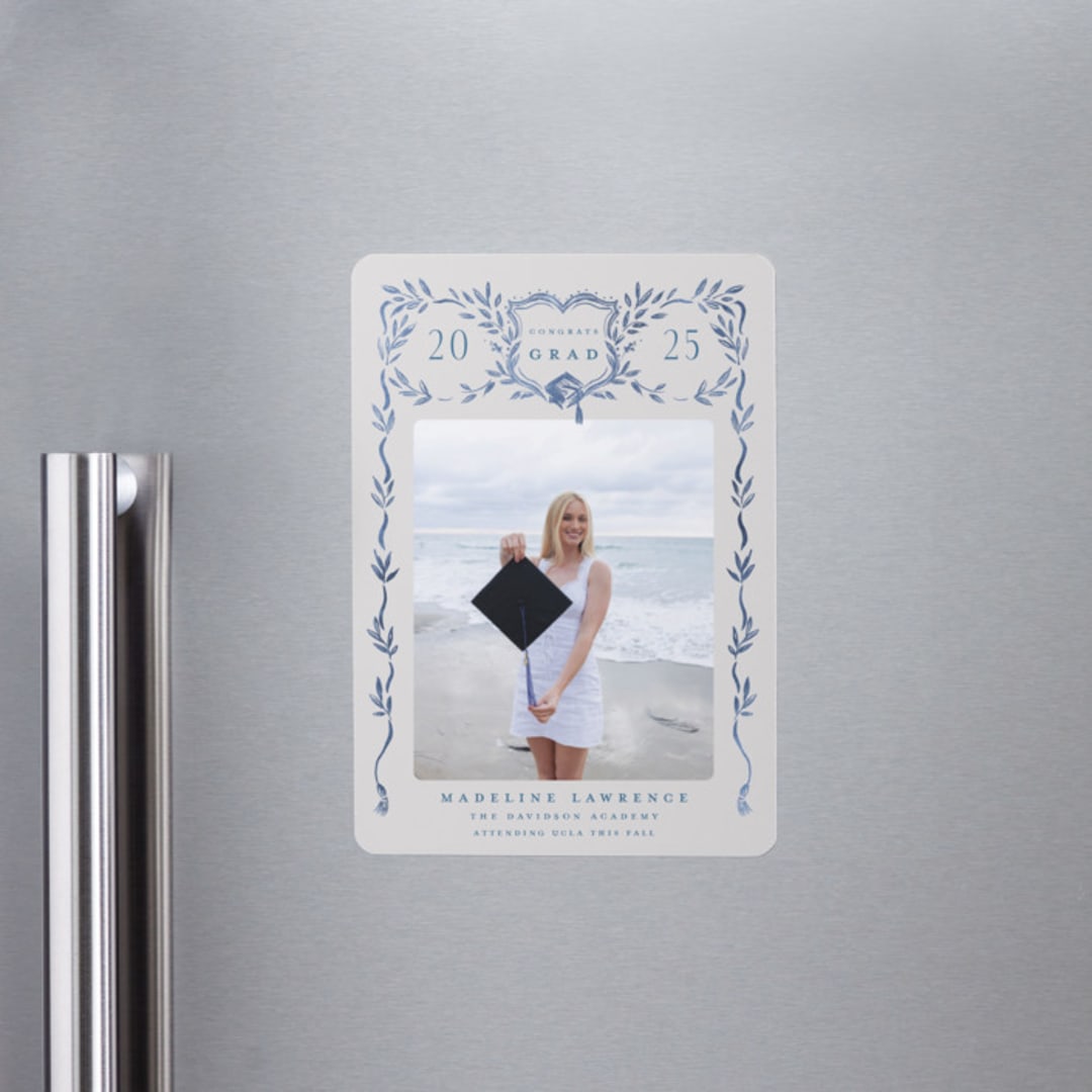 "Grad Crest" - Graduation Announcements in Indigo by Petra Kern - Magnet Front