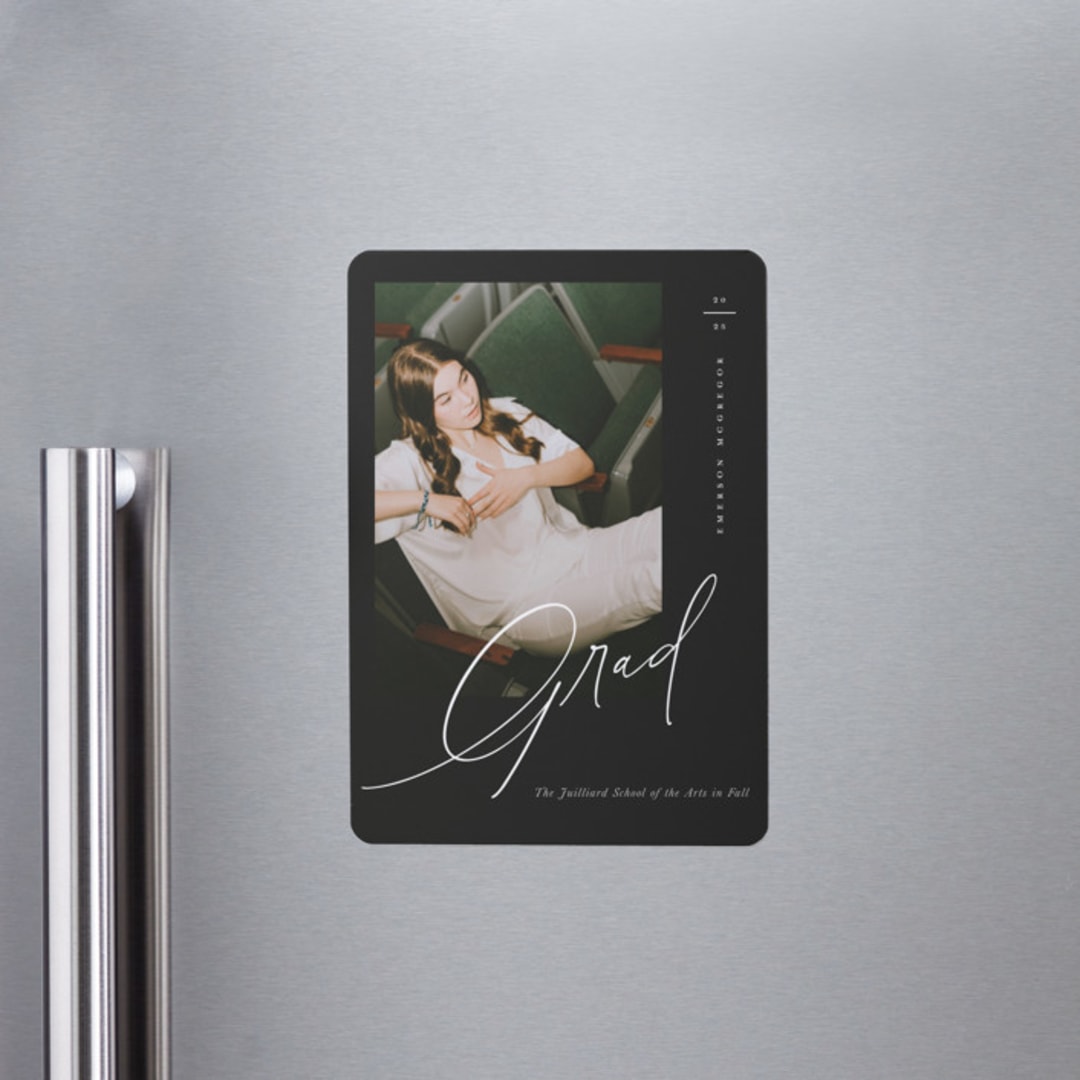 "Theatric" - Graduation Announcements in Midnight by Christie Garcia - Magnet Front