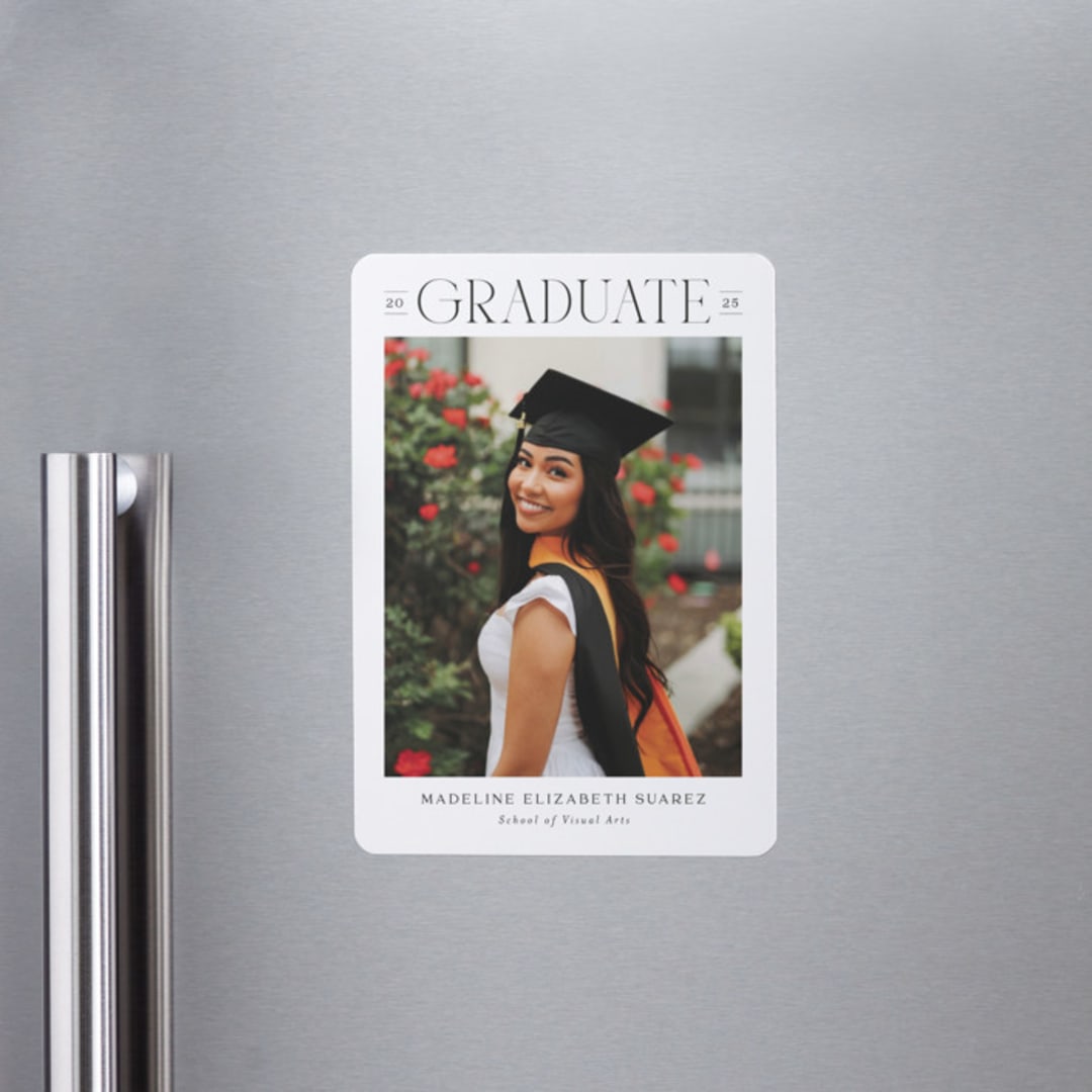 "Newsprint" - Graduation Announcements in Snow by Nicoletta Savod - Magnet Front
