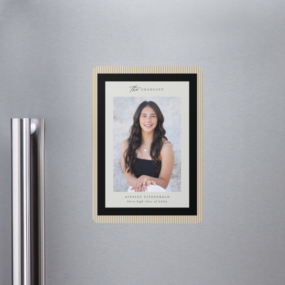 "Modern striped frame" - Graduation Announcements in Noir by Jackie Crawford - Magnet Front