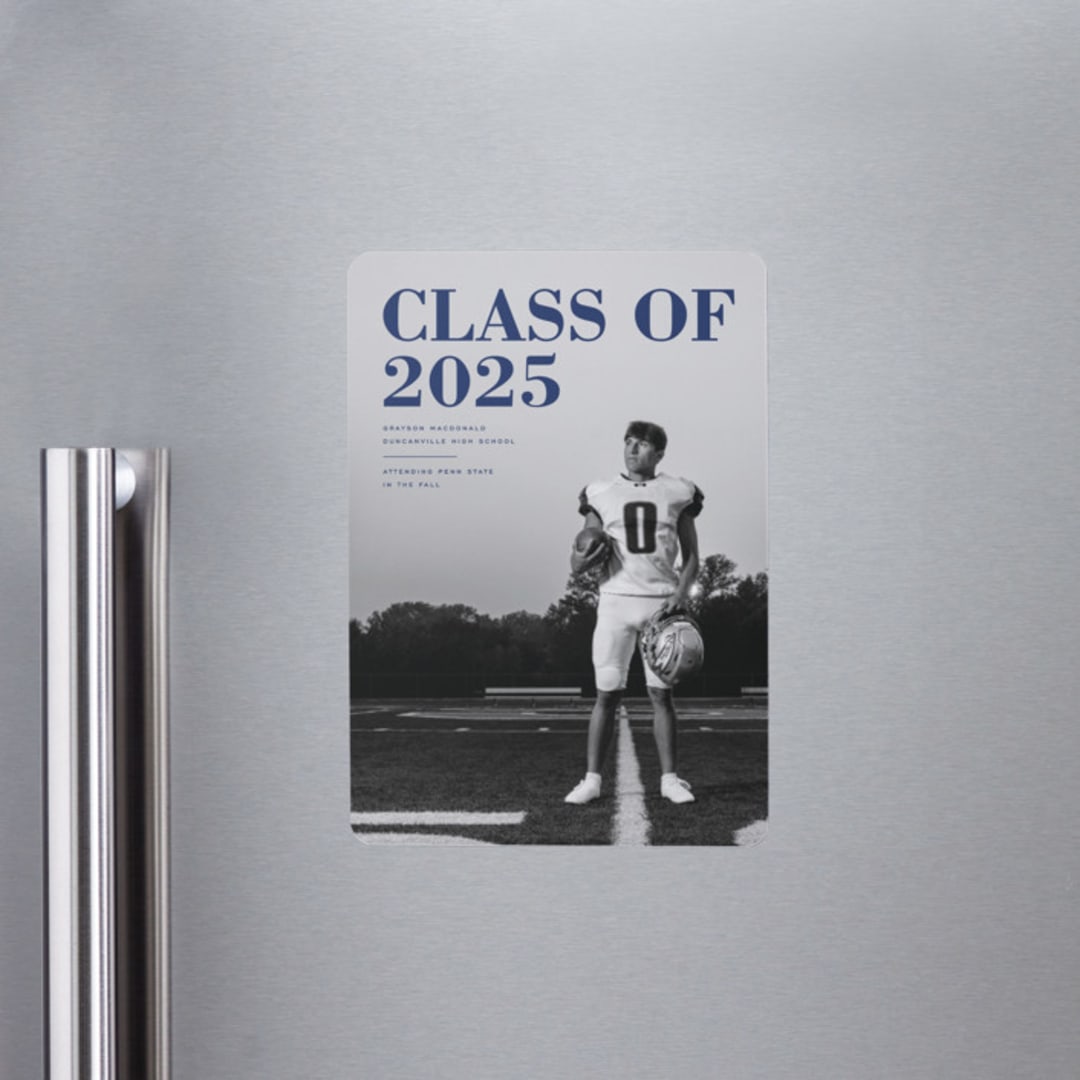"Bold Headline" - Graduation Announcements in Midnight by Emily Sabol Goss - Magnet Front
