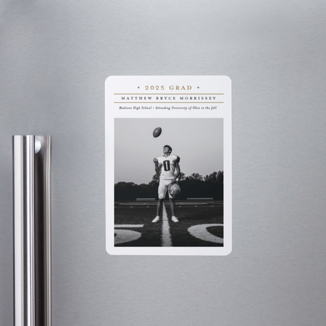 "Modern Grid" - Graduation Announcements in Golden by Erica Krystek - Magnet Front