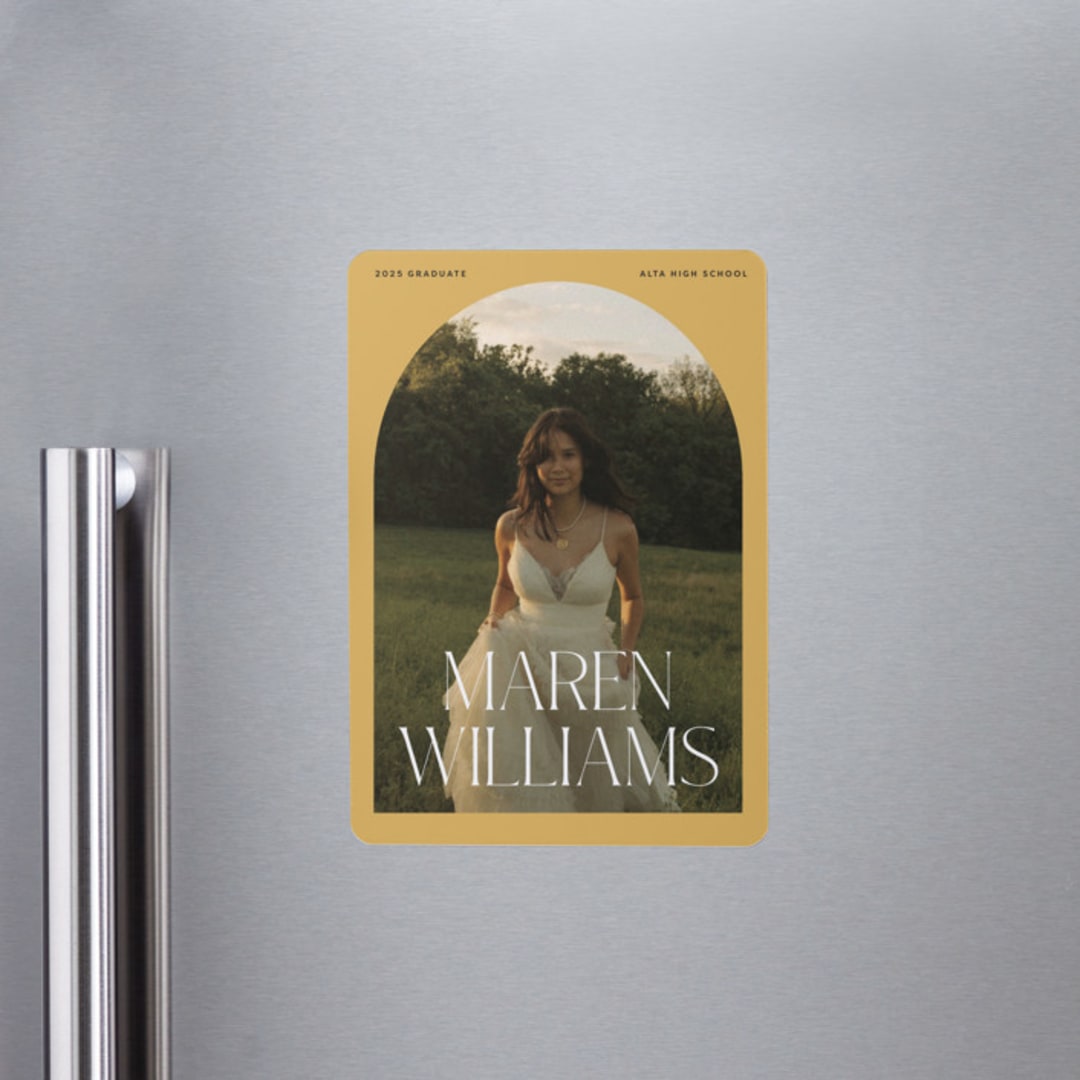 "In Vogue" - Graduation Announcements in Sunshine by Robert and Stella - Magnet Front