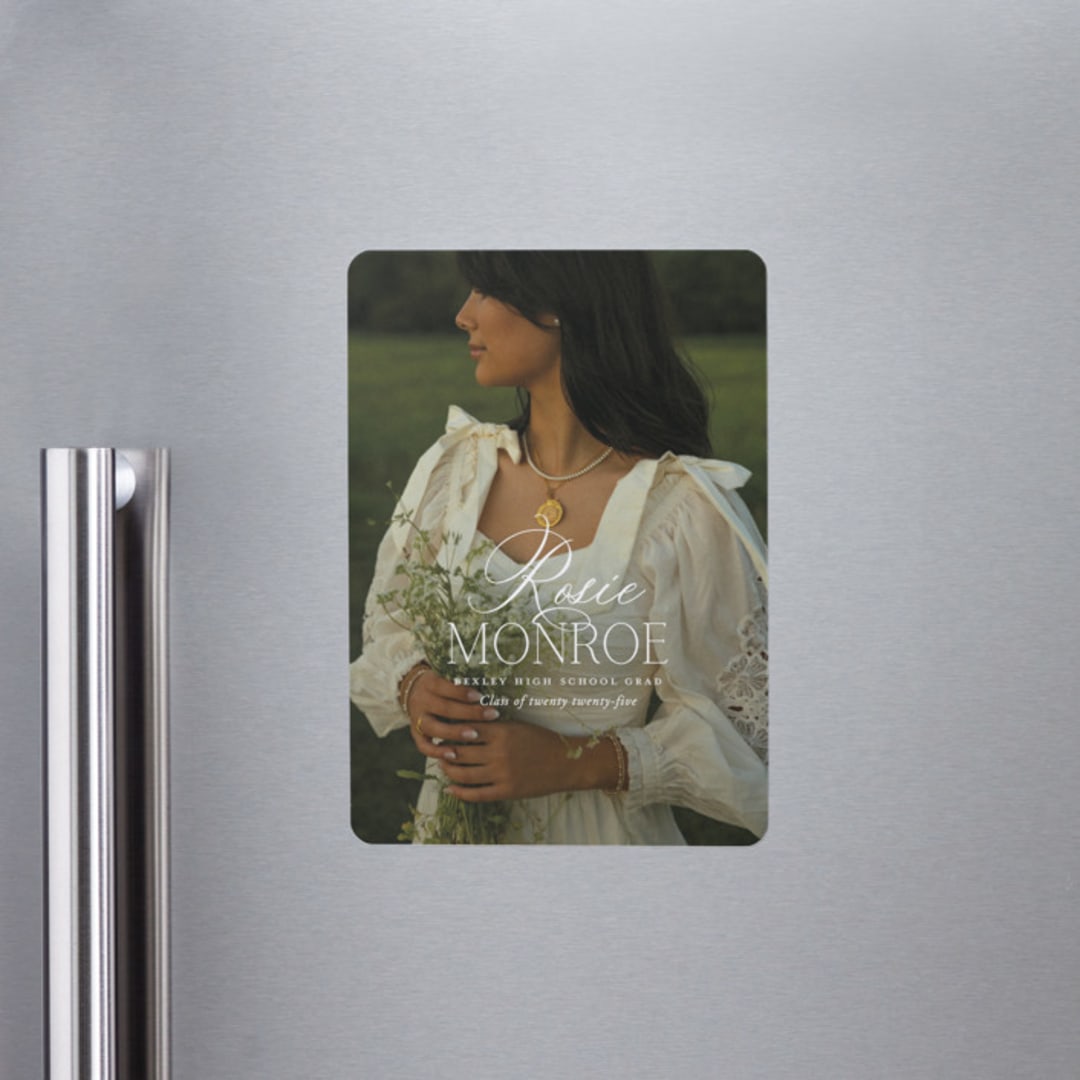 "Classic Allure" - Graduation Announcements in Cotton by Oscar and Emma - Karly Depew - Magnet Front