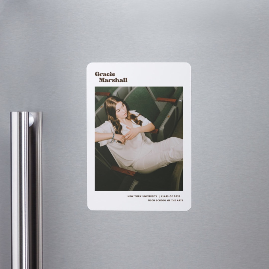 "Vinyl" - Graduation Announcements in Espresso by Megan Davis - Magnet Front