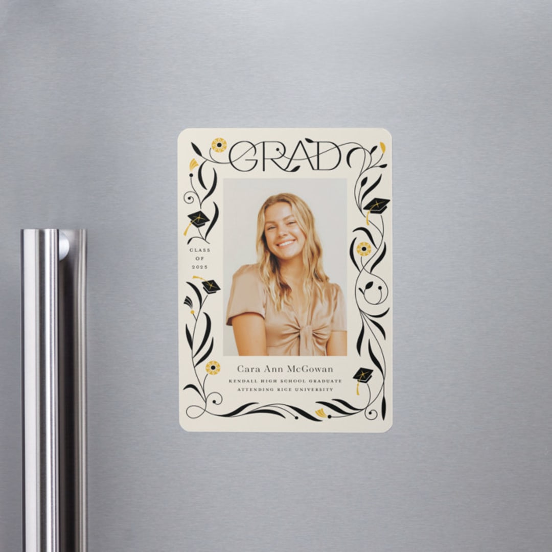 "Grad Florals" - Graduation Announcements in Cream by Morgan Ramberg - Magnet Front