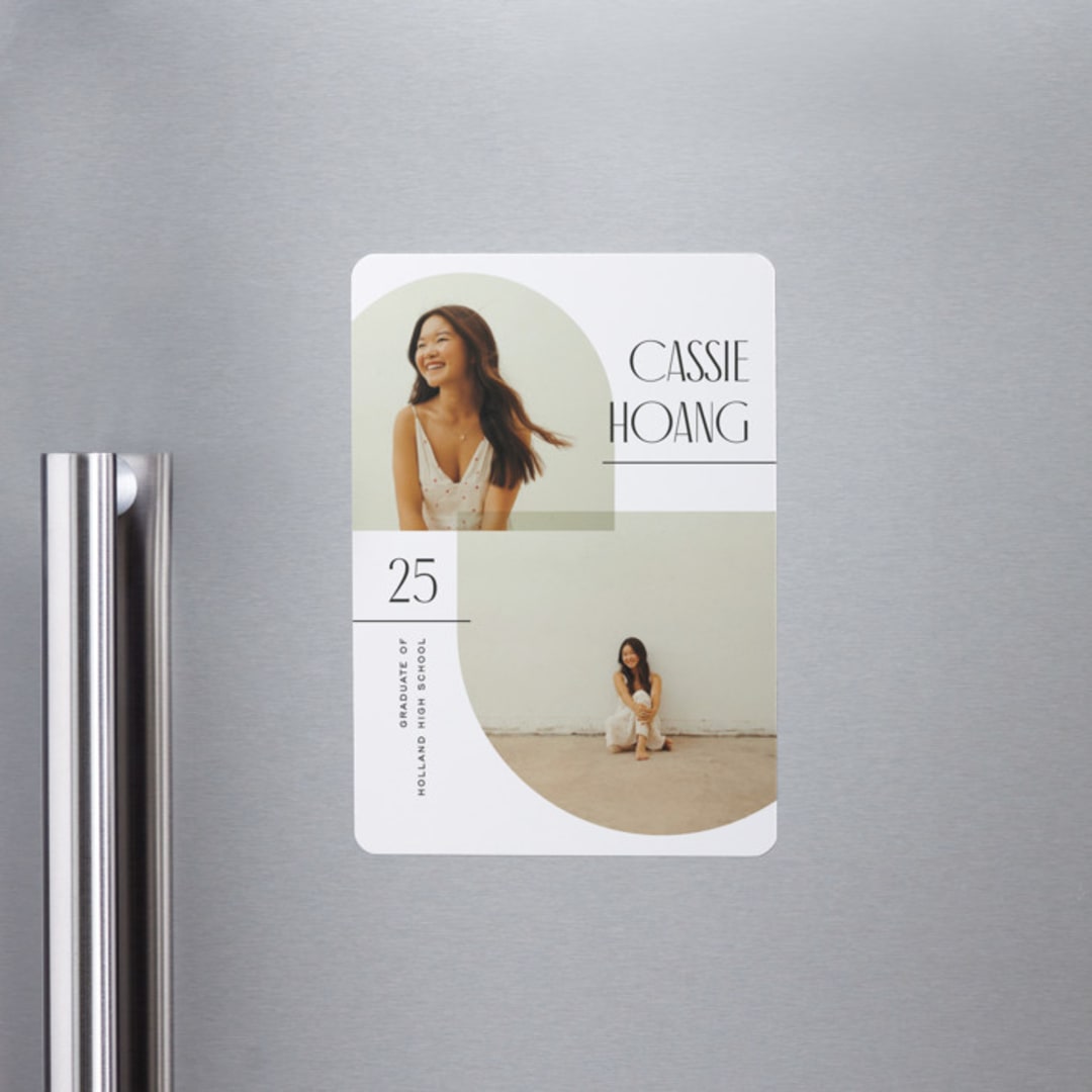 "Geo Duo" - Graduation Announcements in Snow by Pixel and Hank - Magnet Front