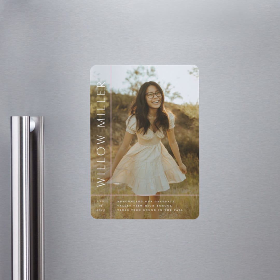 "Grids" - Graduation Announcements in Blush by Lauren Chism - Magnet Front