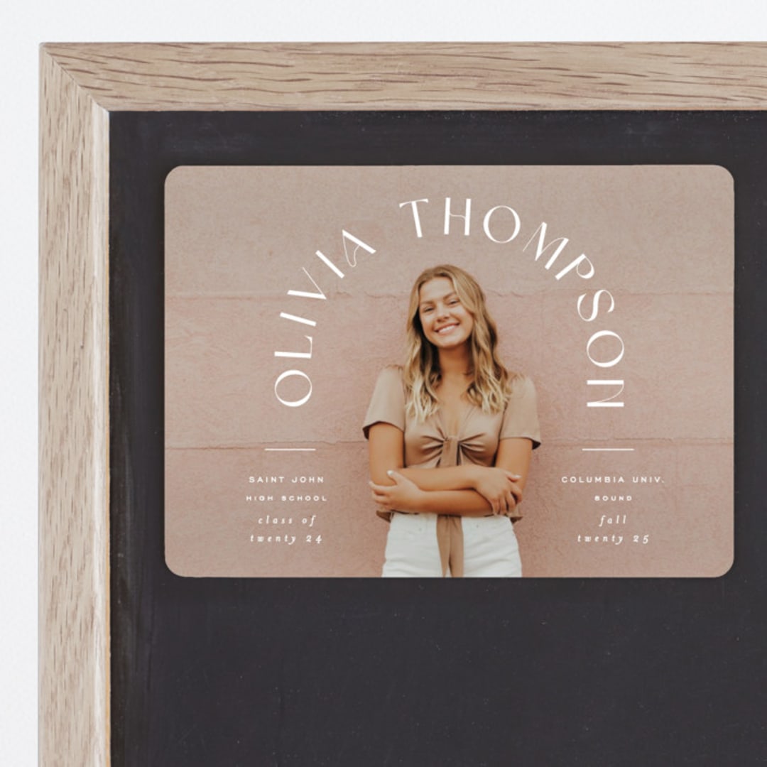 "Arched Name" - Graduation Announcements in Opal by Ana Sharpe - Magnet Front
