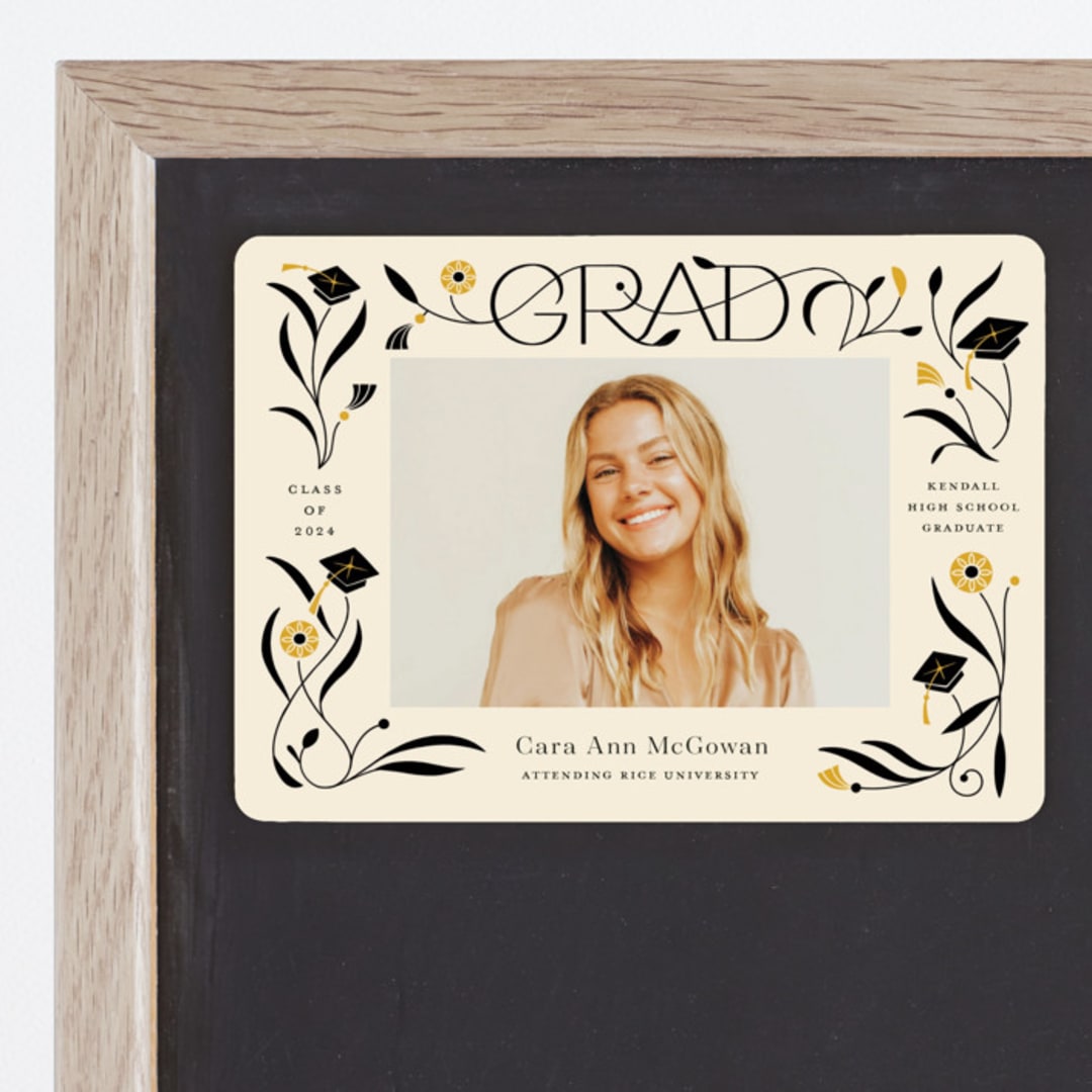 "Grad Florals" - Graduation Announcements in Cream by Morgan Ramberg - Magnet Front