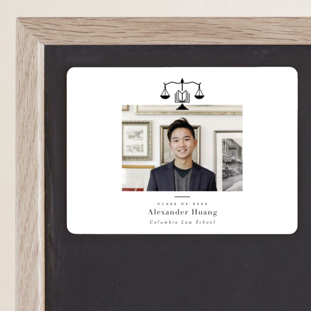 "Scales of Justice" - Graduation Announcements in Ink by Hudson meet Rose - Magnet Front