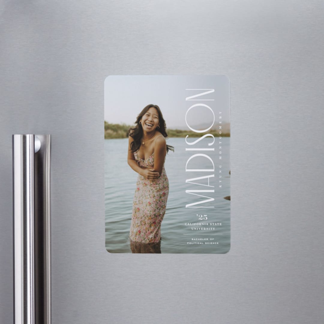"Pillar" - Graduation Announcements in Snow by Owl and Toad - Magnet Front