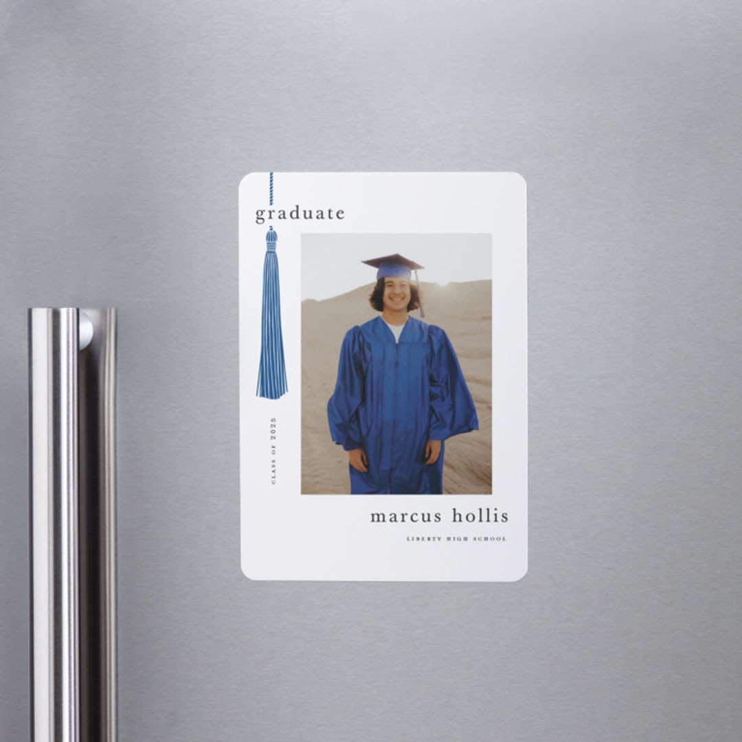 "Tassled" - Graduation Announcements in Cobalt by Ashlee Townsend - Magnet Front