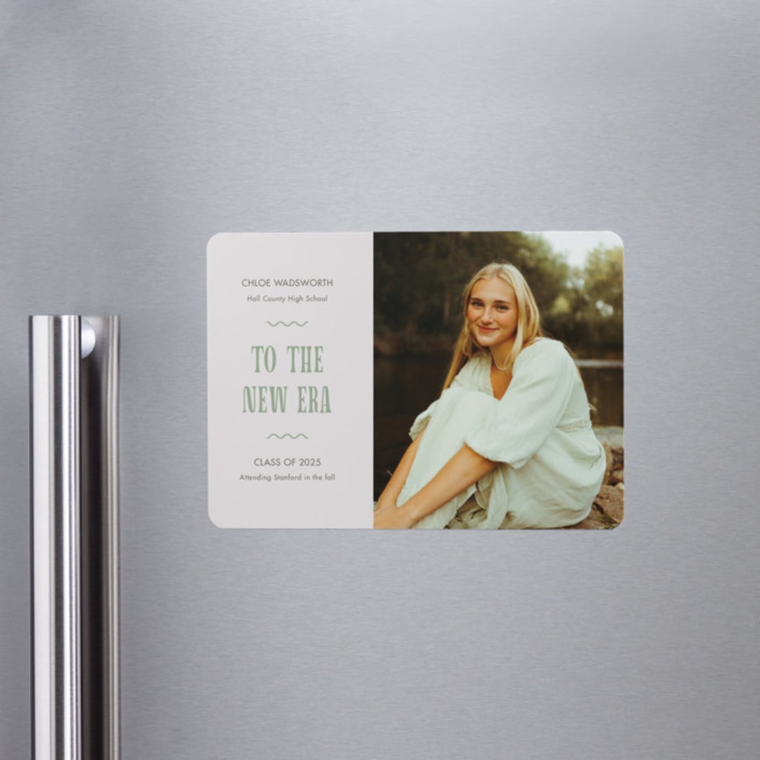 "New Era" - Graduation Announcements in Sea glass by Cindy Reynolds - Magnet Front