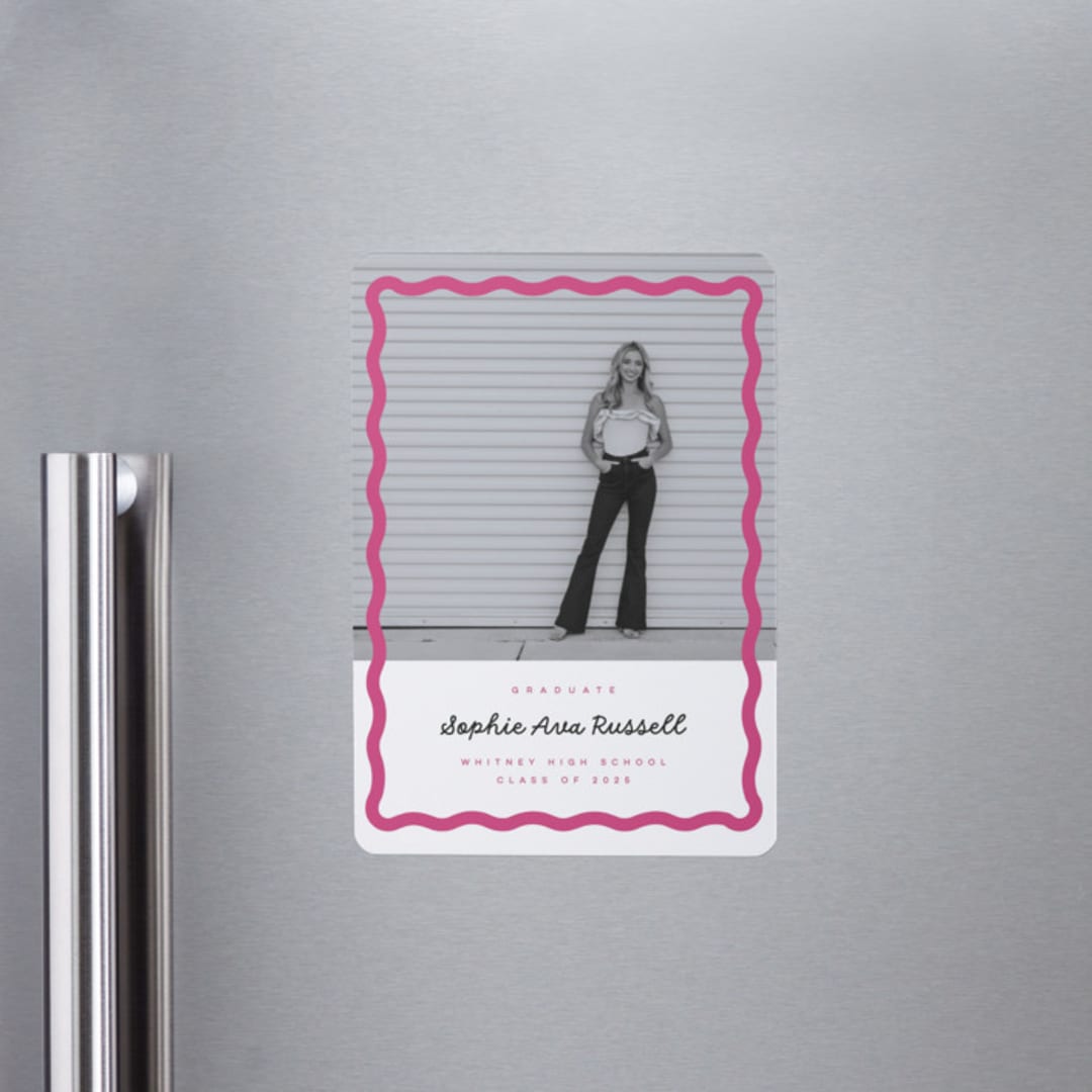 "wavy border" - Graduation Announcements in Bubblegum by Emily Sabol Goss - Magnet Front